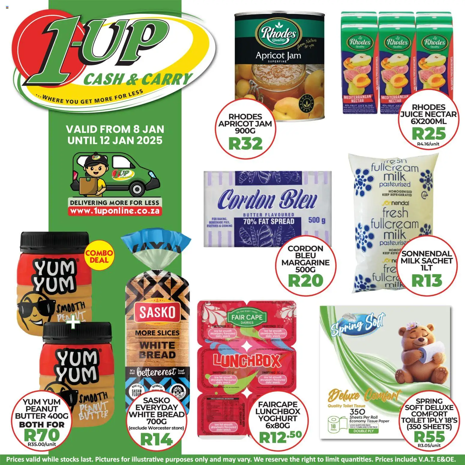 New 1UP Cash & Carry catalogue – valid from 08.01.2026 | Page: 2 | Products: Yoghurt, Bread, Fat spread, Paper