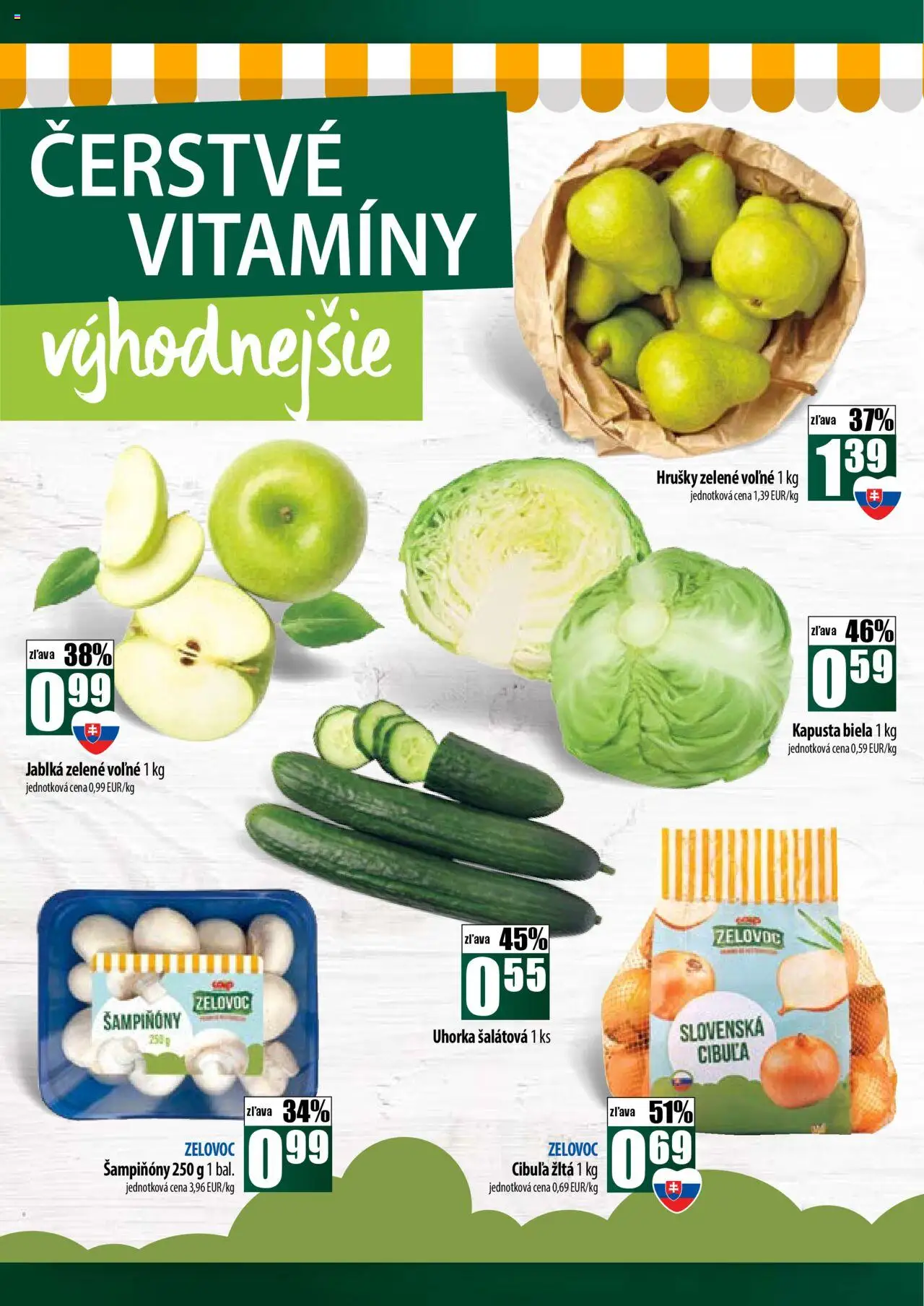 Nové COOP Jednota akcie – leták je platný od 09.10.2025 | Strana: 2 | Produkty: Jablká, Kapusta biela, Cibuľa, Hrušky