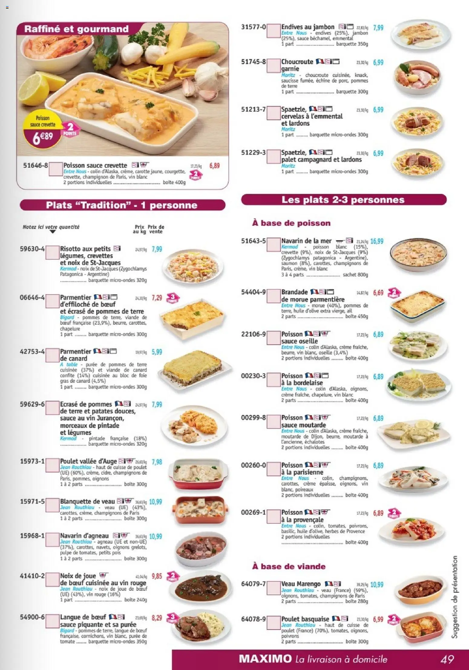 {H1} | Page: 49 | Produits: Emmental, Saucisse, Viande, Champignon