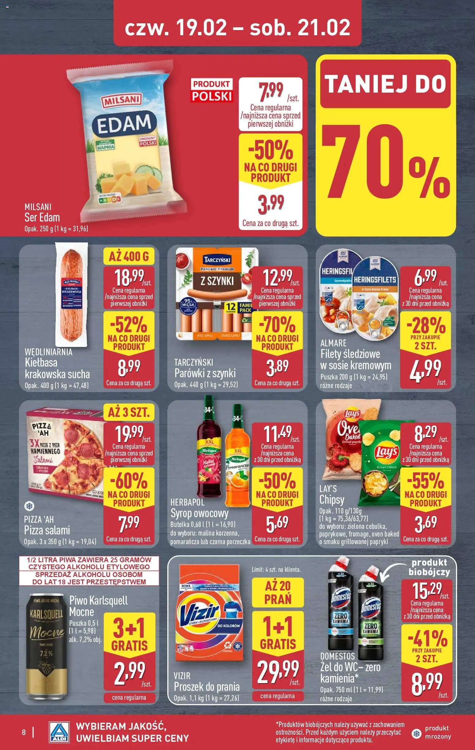 Aldi Polsko leták - Oferta weekendowa od 19.02.2026 | Strana: 8 | Produkty: Lay's, Chipsy, Domestos, Wc