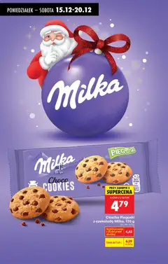 Pogląd oferty "Ciastka Pieguski z czekoladą Milka, 135 g, Chocolate chip cookies from Milka, 135 g package." - ważna od 15.12.2025 | Strona: 78