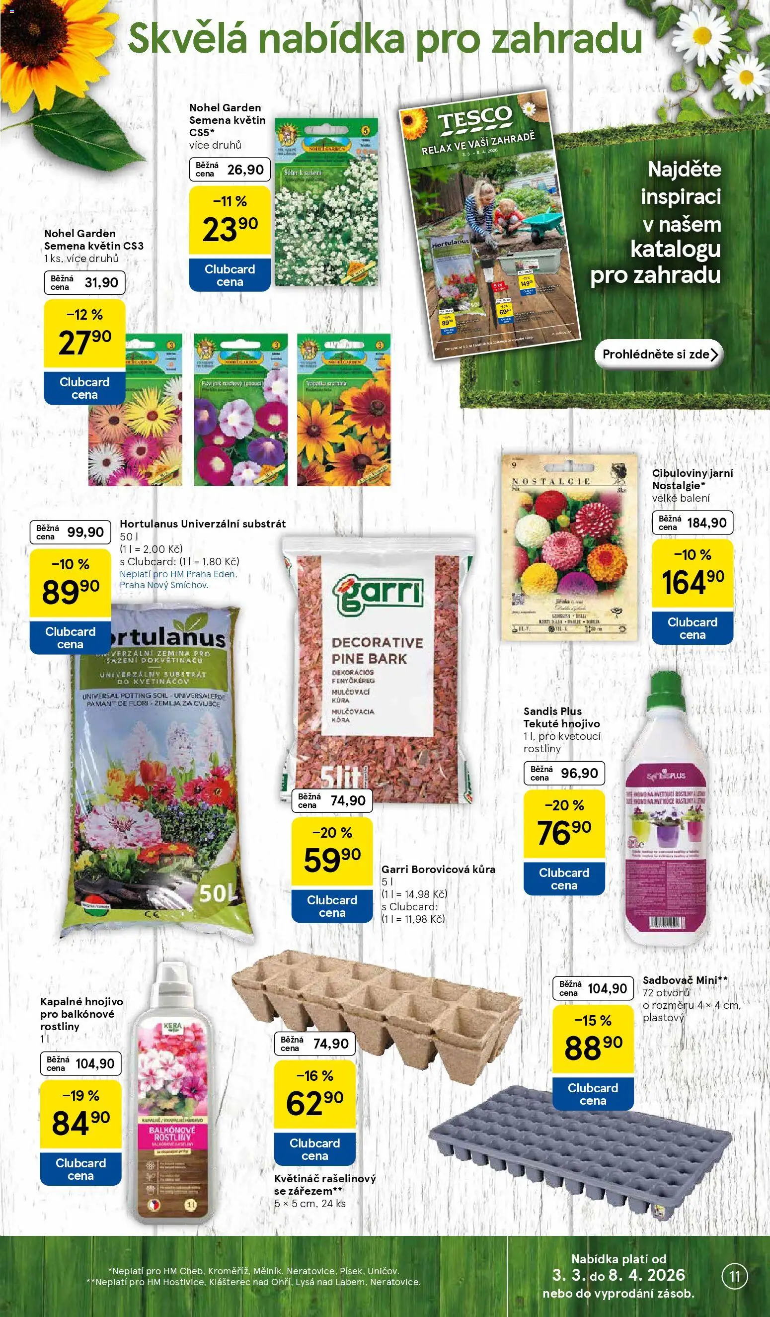Tesco leták - Hypermarket od 04.03.2026 | Strana: 11 | Produkty: Substrát, Univerzální substrát, Semena, Zemina