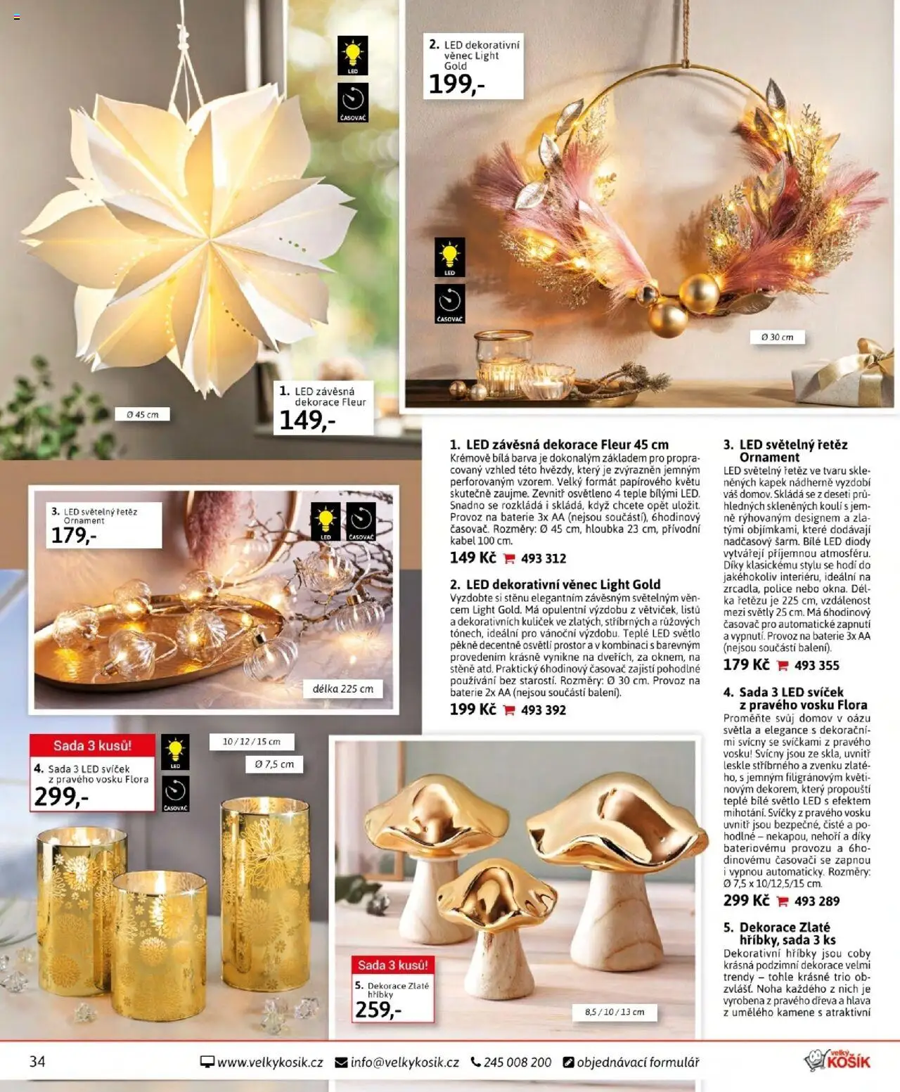 Velký Košík katalog září od 01.09.2025 | Strana: 34 | Produkty: Svícny, Kabel, Police, Dekorace