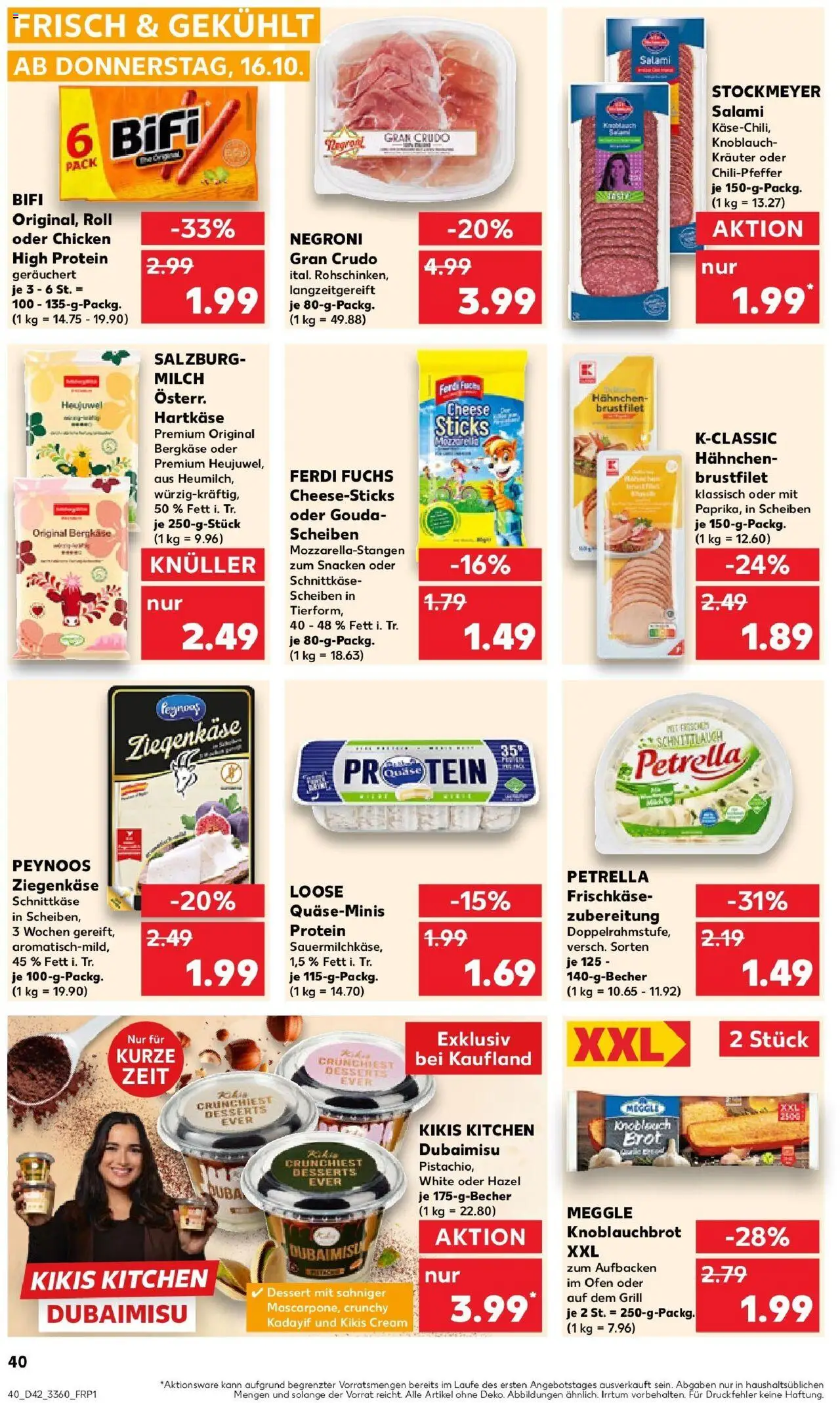 Kaufland prospekt Zossen	 – gültig ab 19.10.2025 | Seite: 40 | Produkte: Grill, Bifi, Knoblauch, Salami