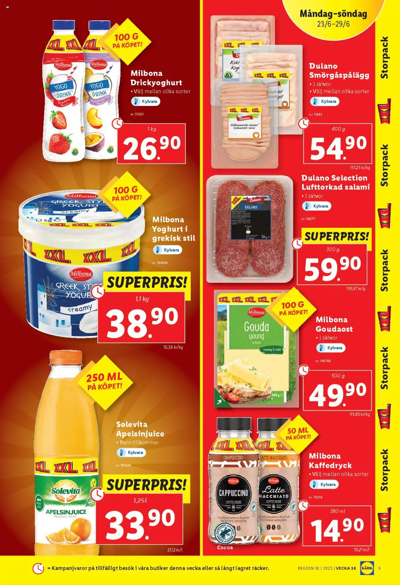 Lidl reklamblad aktuell från 23.06.2025 | Sida: 9 | Produkter: Smörgåspålägg, Yoghurt, Salami