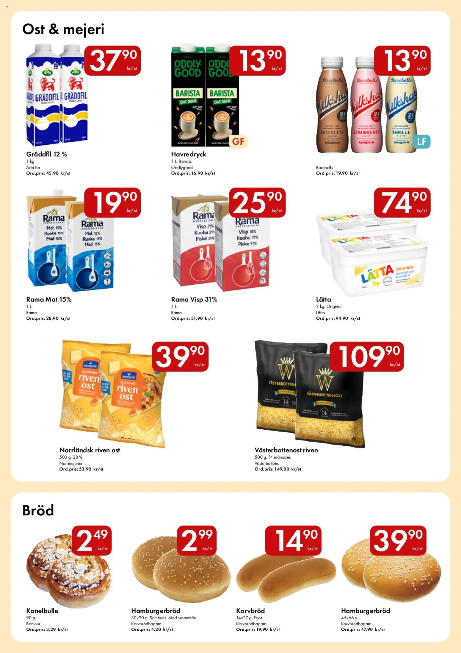 Snabbgross reklamblad aktuell från 09.03.2026 | Sida: 5 | Produkter: Visp, Hamburgerbröd, Ost, Gräddfil