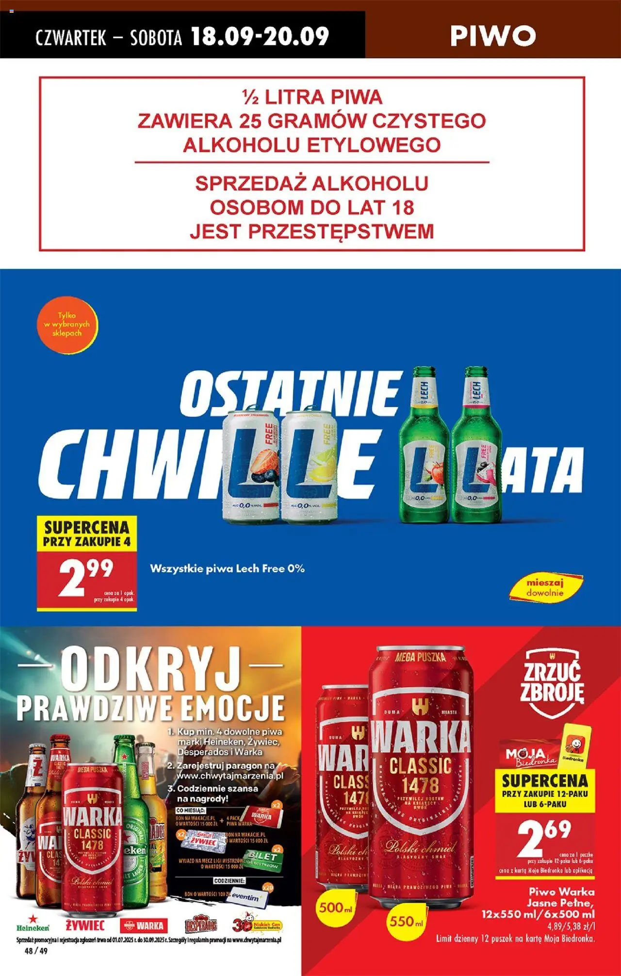 Biedronka gazetka - Oferta w tym tygodniu od 18.09.2025 | Strona: 62 | Produkty: Karta, Warka, Piwo, Heineken