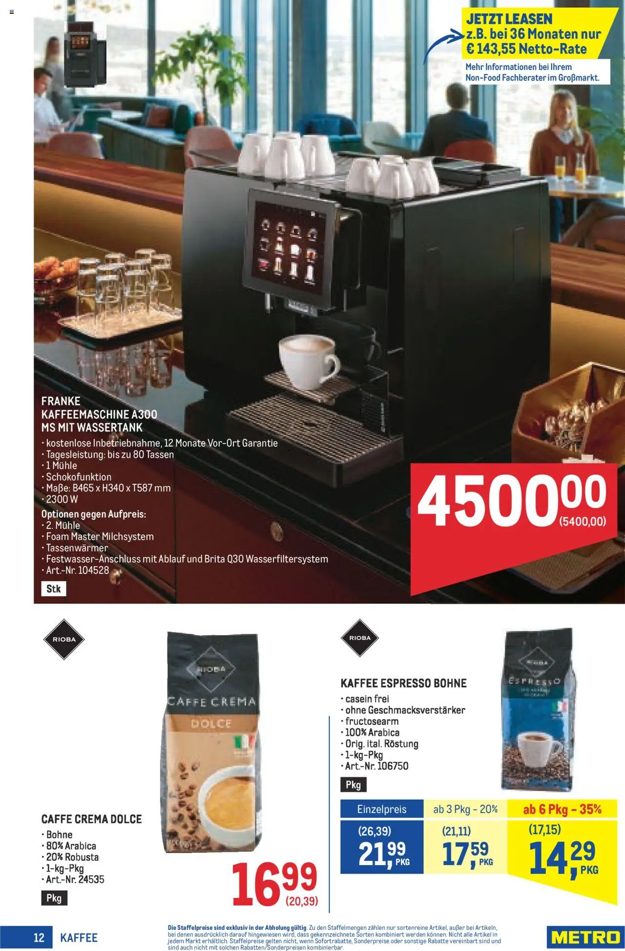 Metro  Kaffee Spezial gültig ab 04.09.2025 | Seite: 12 | Produkte: Kaffeemaschine, Mühle, Kaffee