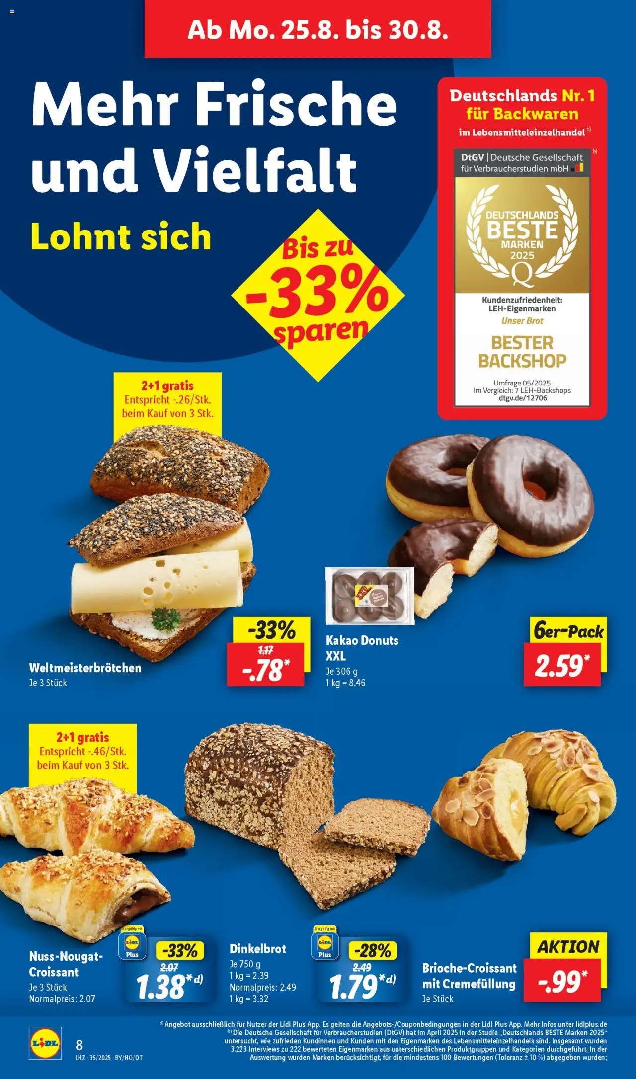 Lidl Prospekt Uffenheim - gültig ab dem 25.08.2025 | Seite: 14 | Produkte: Croissant, Donuts, Brot