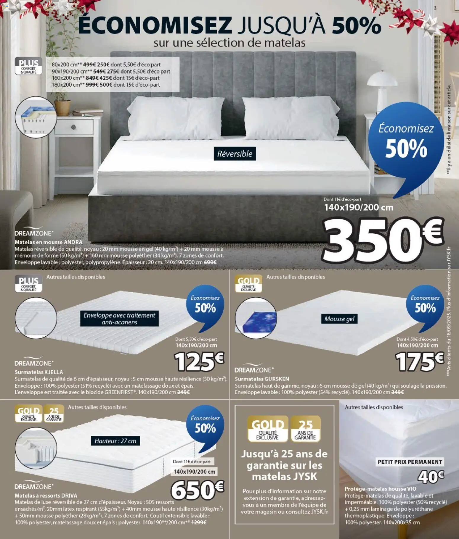 {H1} | Page: 3 | Produits: Surmatelas, Enveloppe, Mousse, Matelas