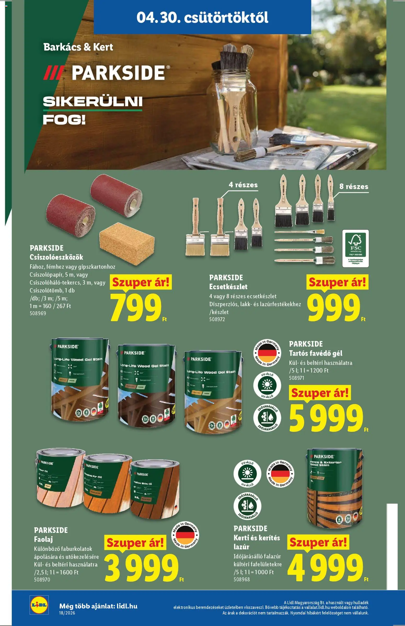 Lidl akciós ujság - amely érvényes a következő dátumtól: 30.04.2026 | Oldal: 12 | Termékek: Parkside