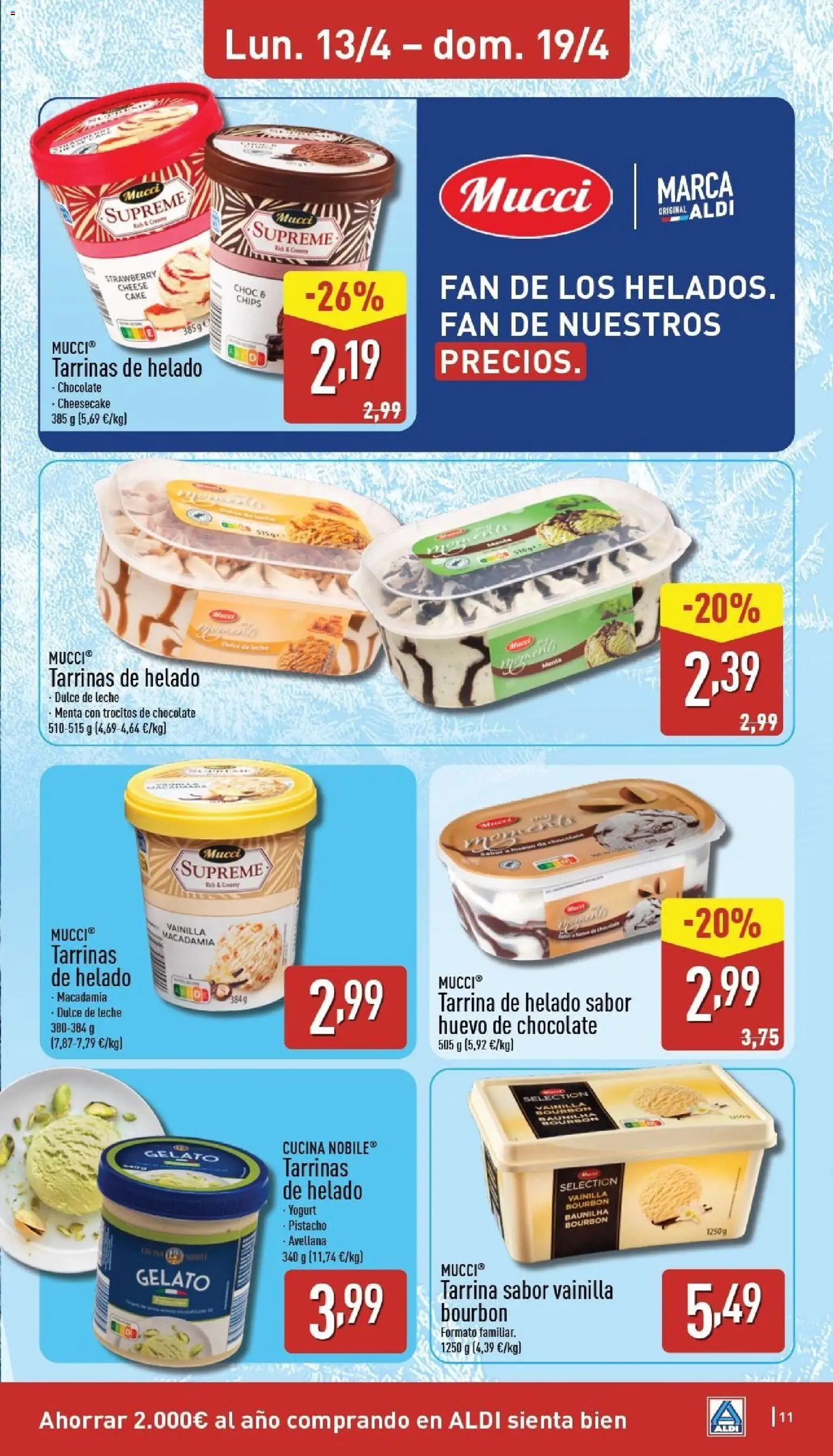 Aldi folleto Baleares │ válido desde el 13.04.2026 | Página: 11 | Productos: Leche, Chocolate, Helado, Πάνες