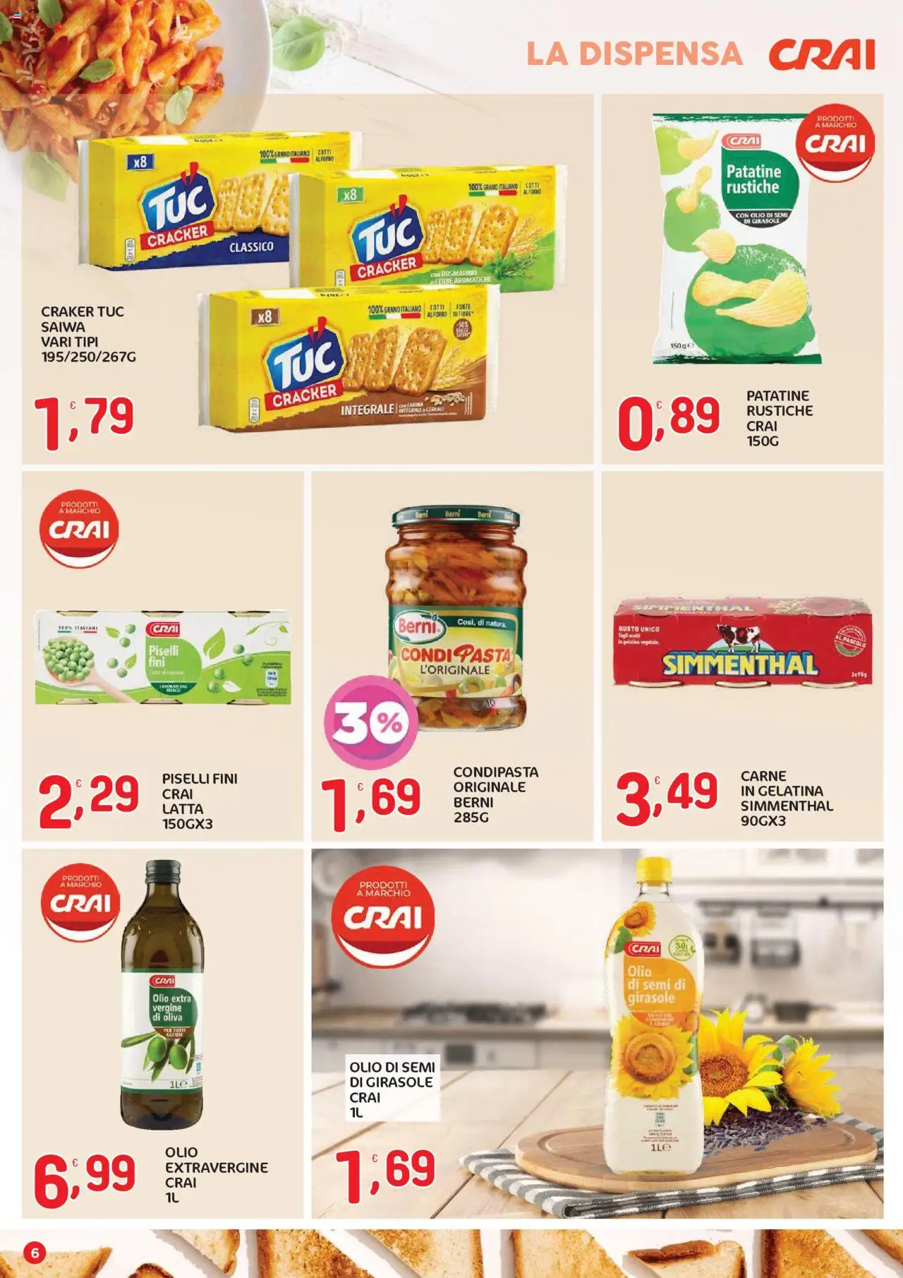 Volantino CRAI del 21.08.2025 | Pagina: 6 | Prodotti: Cereali, Farina, Pasta, Piselli