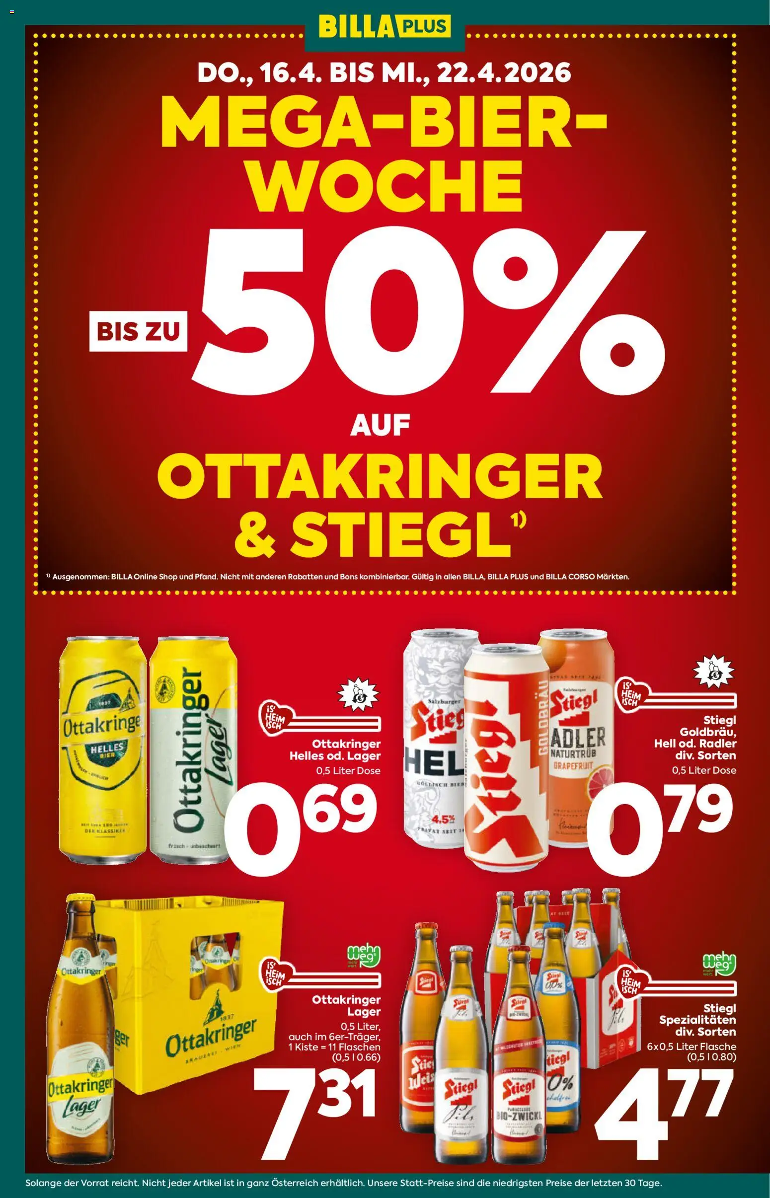 Billa Plus Flugblatt gültig ab 16.04.2026 | Seite: 2 | Produkte: Grapefruit, Bier