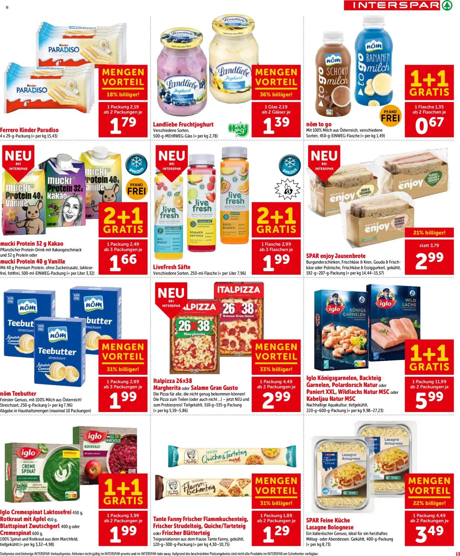 Interspar Flugblatt - Niederösterreich gültig ab 29.01.2026 | Seite: 14 | Produkte: Milch, Butter, Joghurt, Pizza