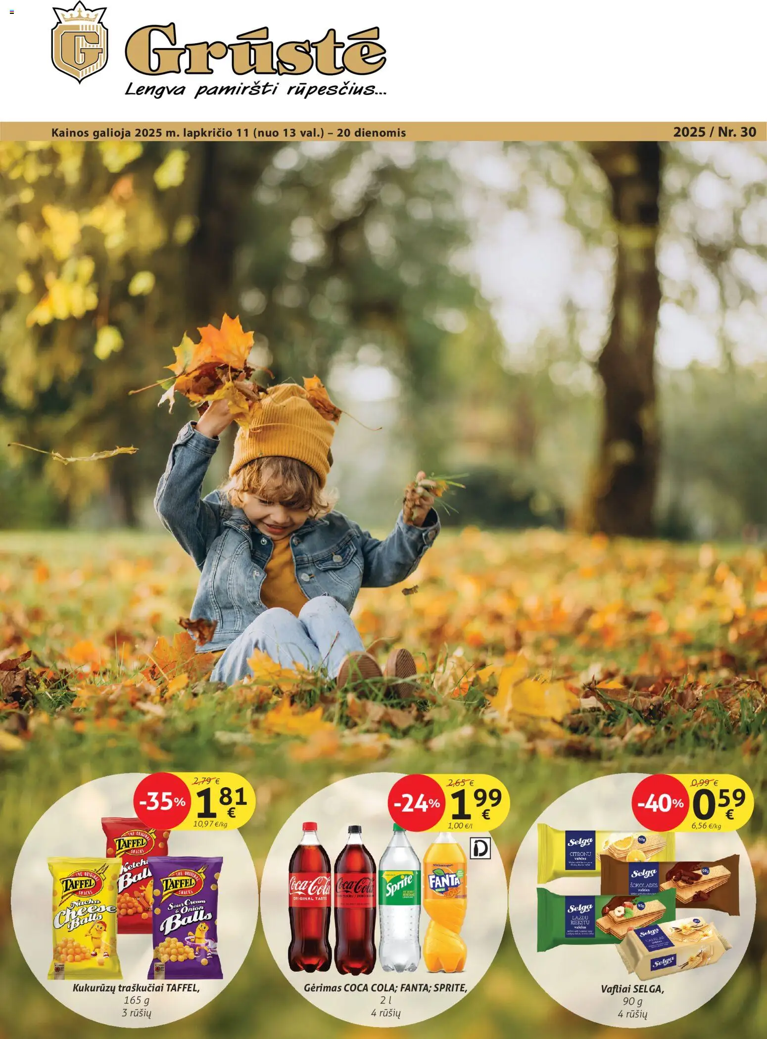 GRUSTE akcijos nuo 11.11.2025 | Puslapis: 1 | Prekių: Vafliai, Traškučiai