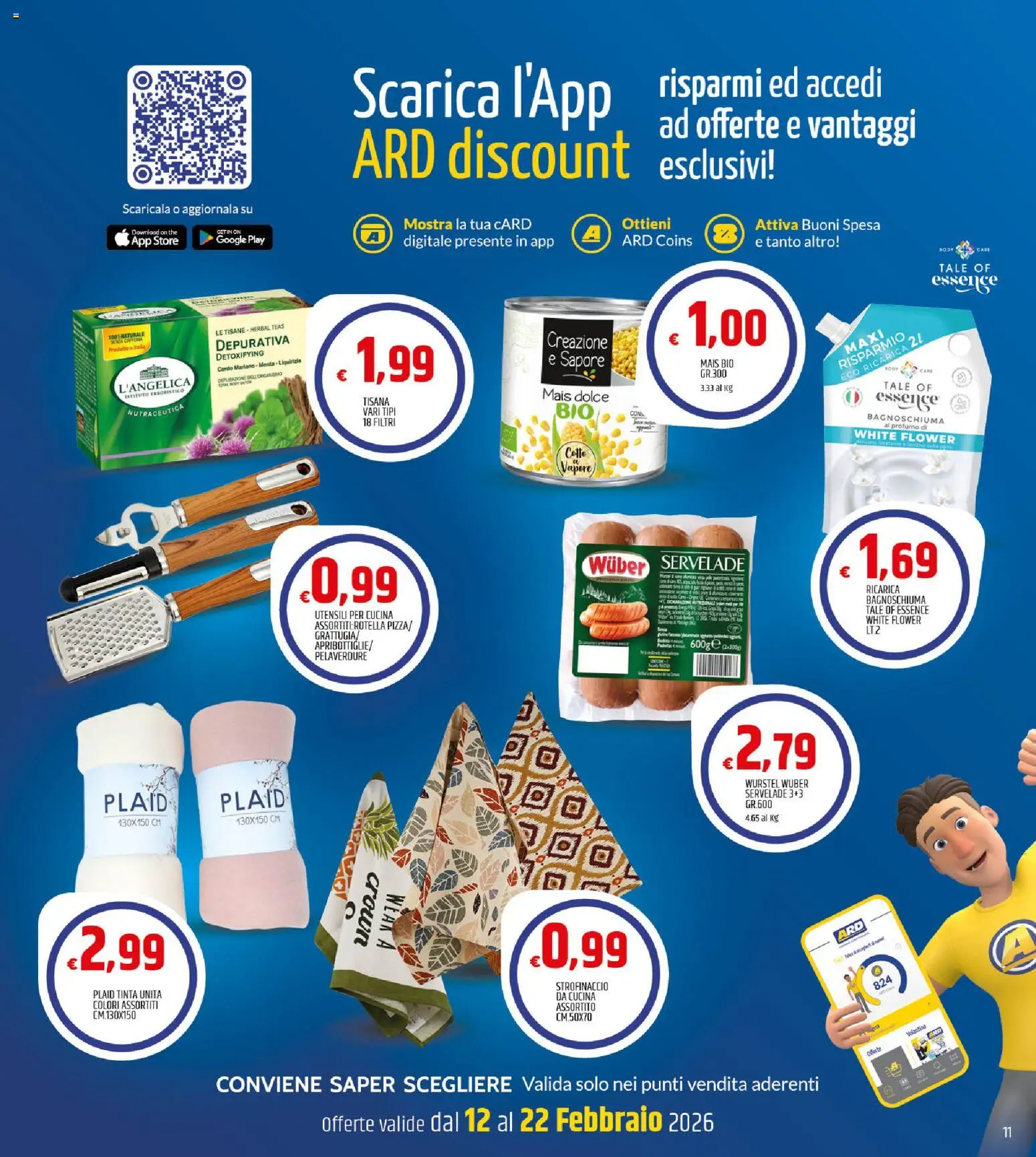 Volantino ARD Discount del 12.02.2026 | Pagina: 11 | Prodotti: Plaid, The, Menta, Profumo