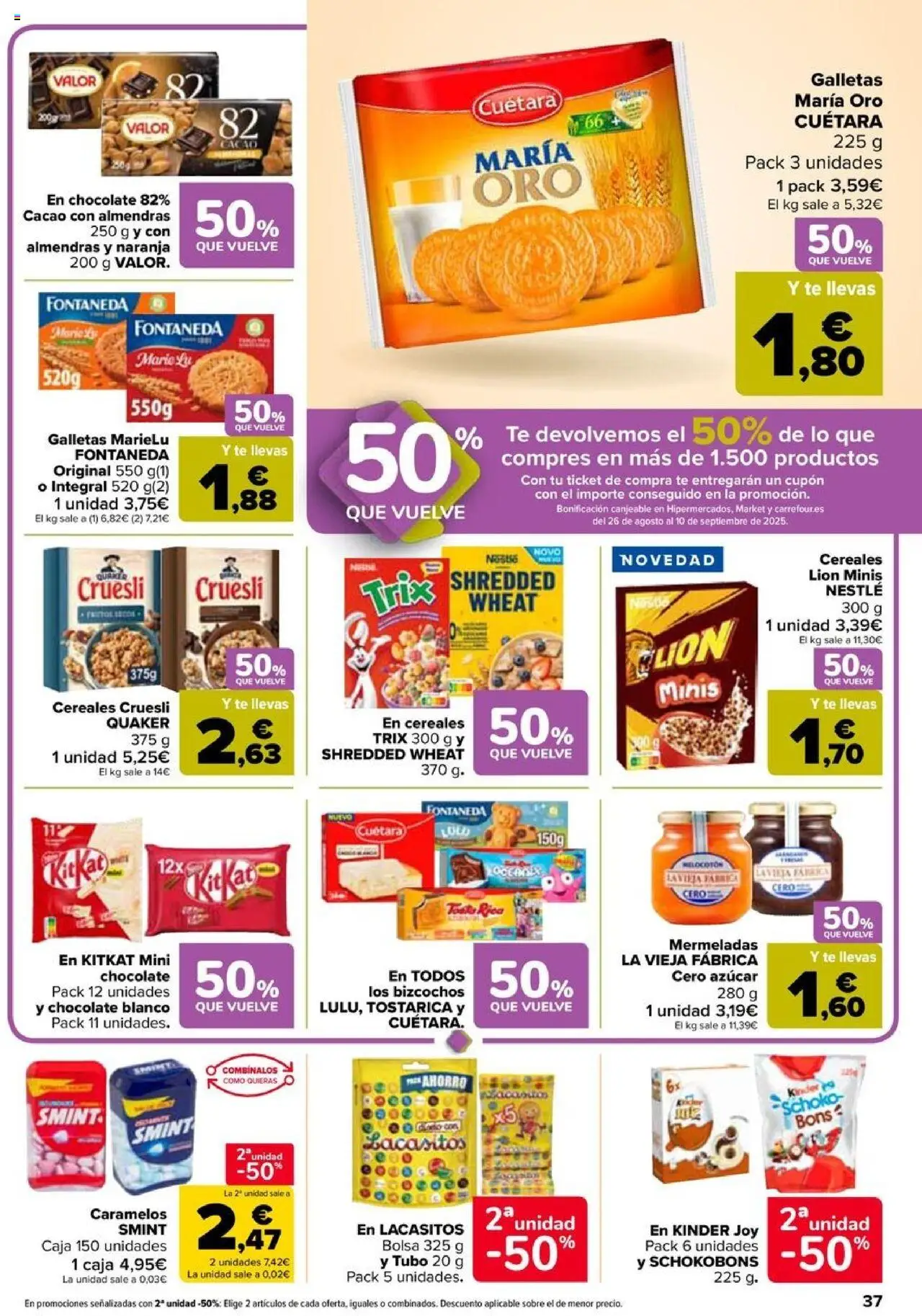 Carrefour folleto │ válido desde el 08.08.2025 | Página: 37 | Productos: Chocolate, Cereales, Bolsa, Caja