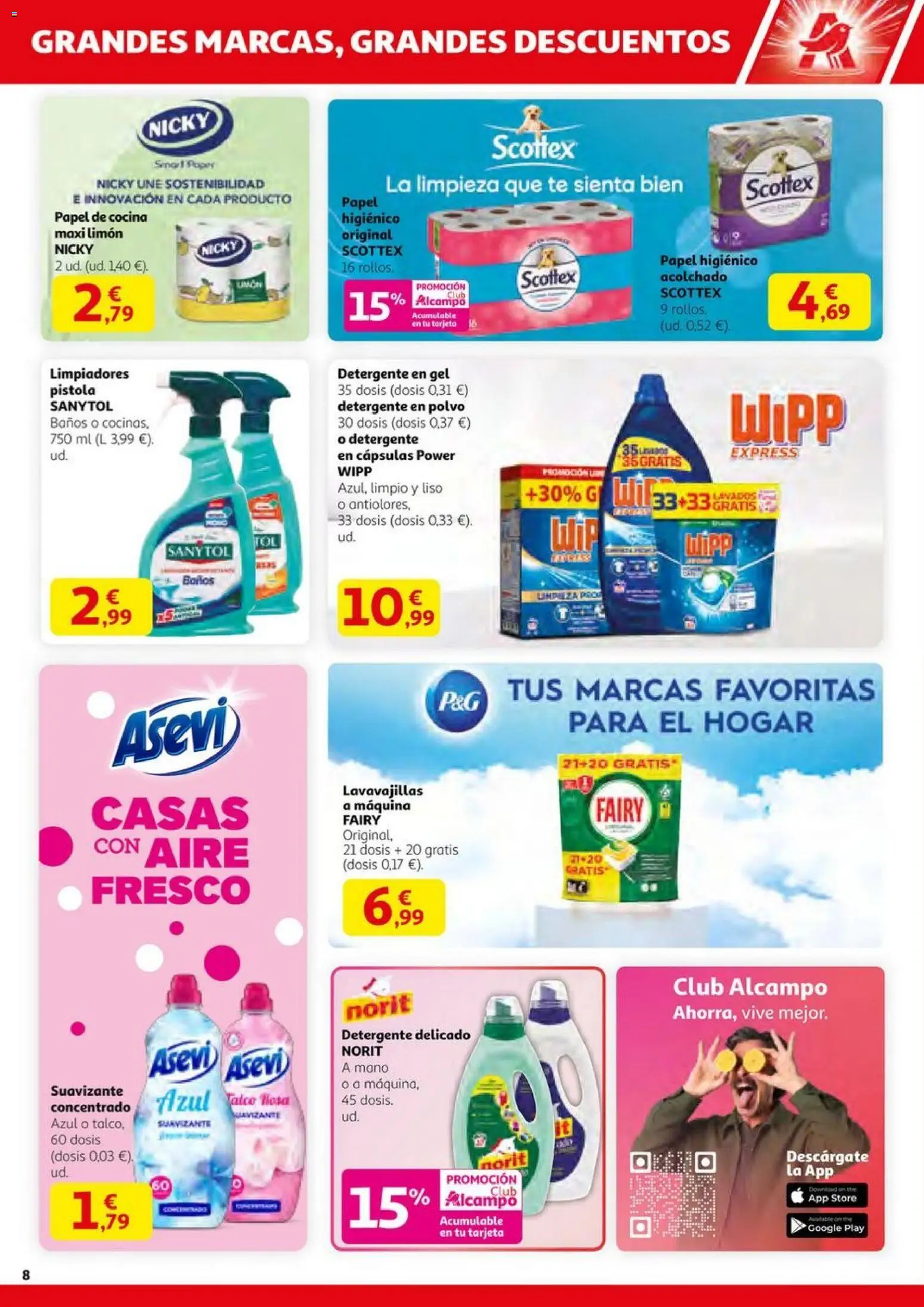 Alcampo - SST Nacional  │ válido desde el 23.10.2025 | Página: 8 | Productos: Polvo, Papel higienico, Suavizante, Lavavajillas