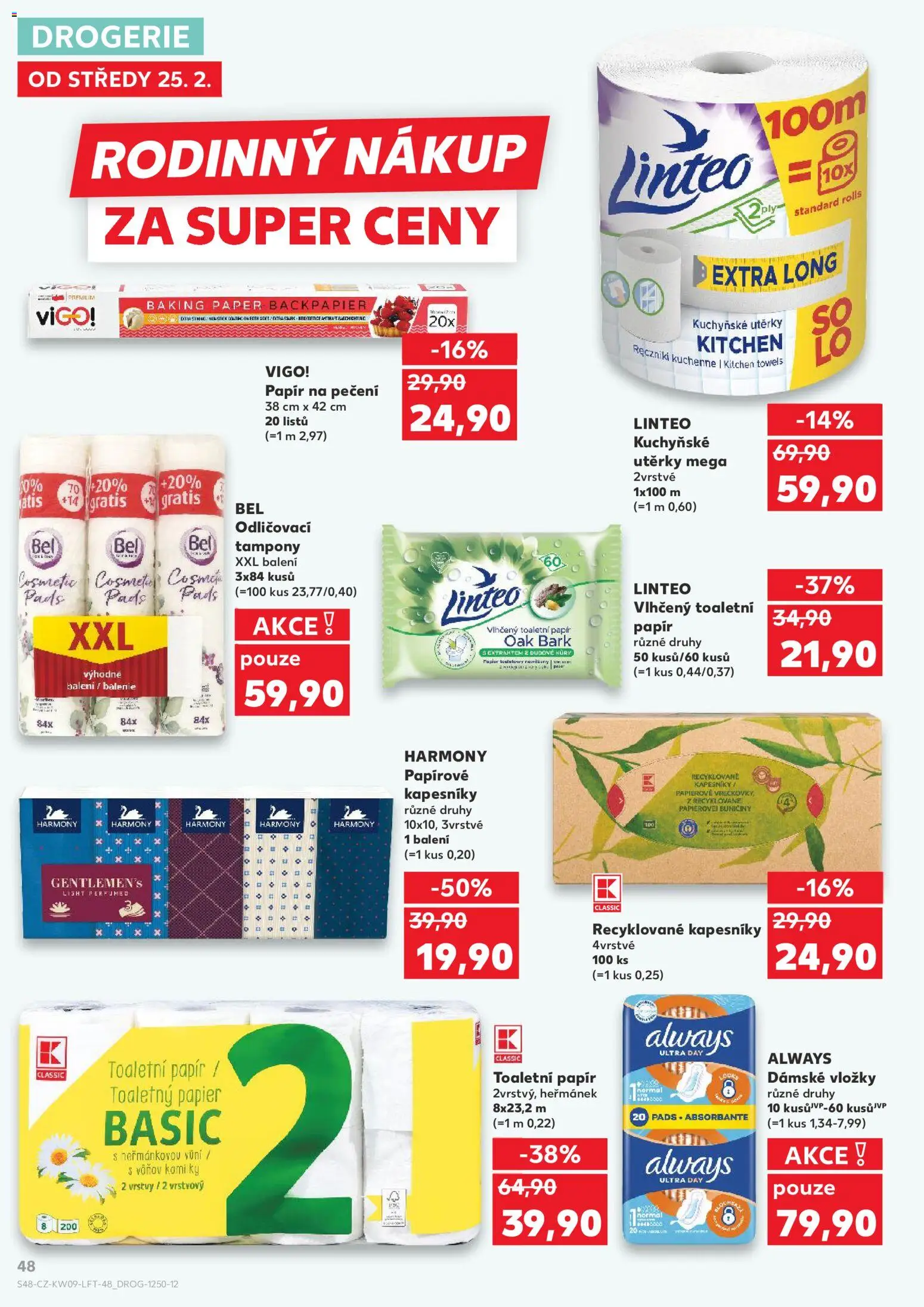 Kaufland leták - Ostrava od 25.02.2026 | Strana: 48 | Produkty: Kuchyňské utěrky, Vložky, Toaletní papír, Tampony