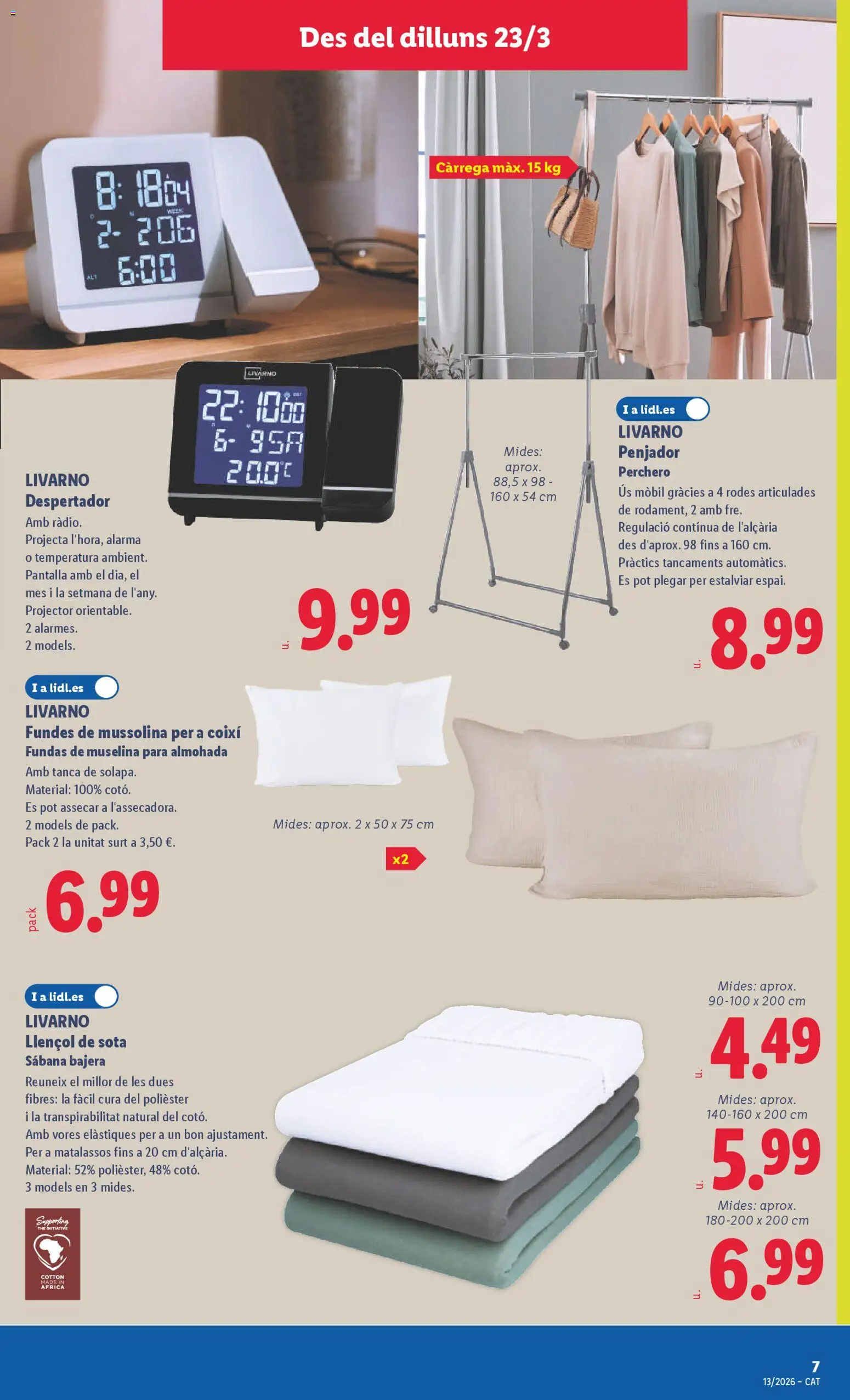 Lidl folleto de bazar │ válido desde el 16.03.2026 | Página: 11 | Productos: Perchero, Despertador, Almohada
