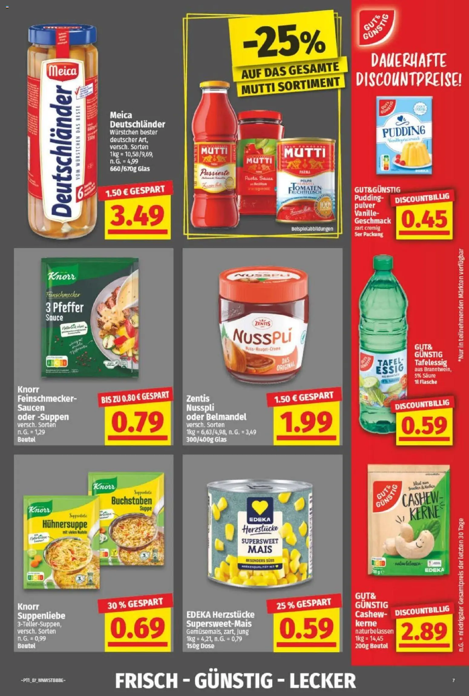 NP Discount Prospekt – gültig ab 09.03.2026 | Seite: 7 | Produkte: Meica, Pfeffer, Pasta, Zentis nusspli