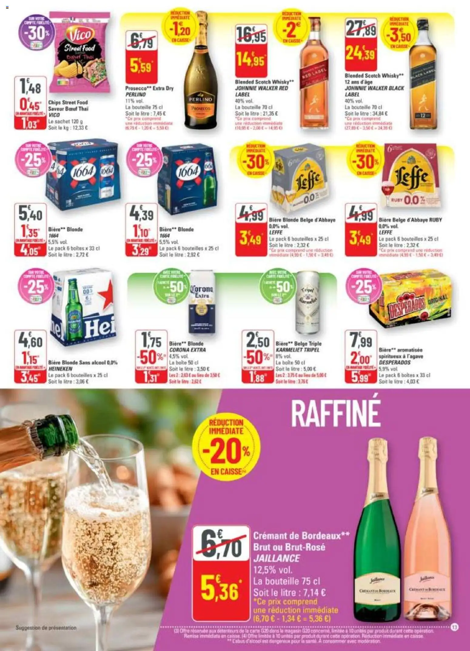 {H1} | Page: 13 | Produits: Whisky, Alcool, Bière blonde, Prosecco