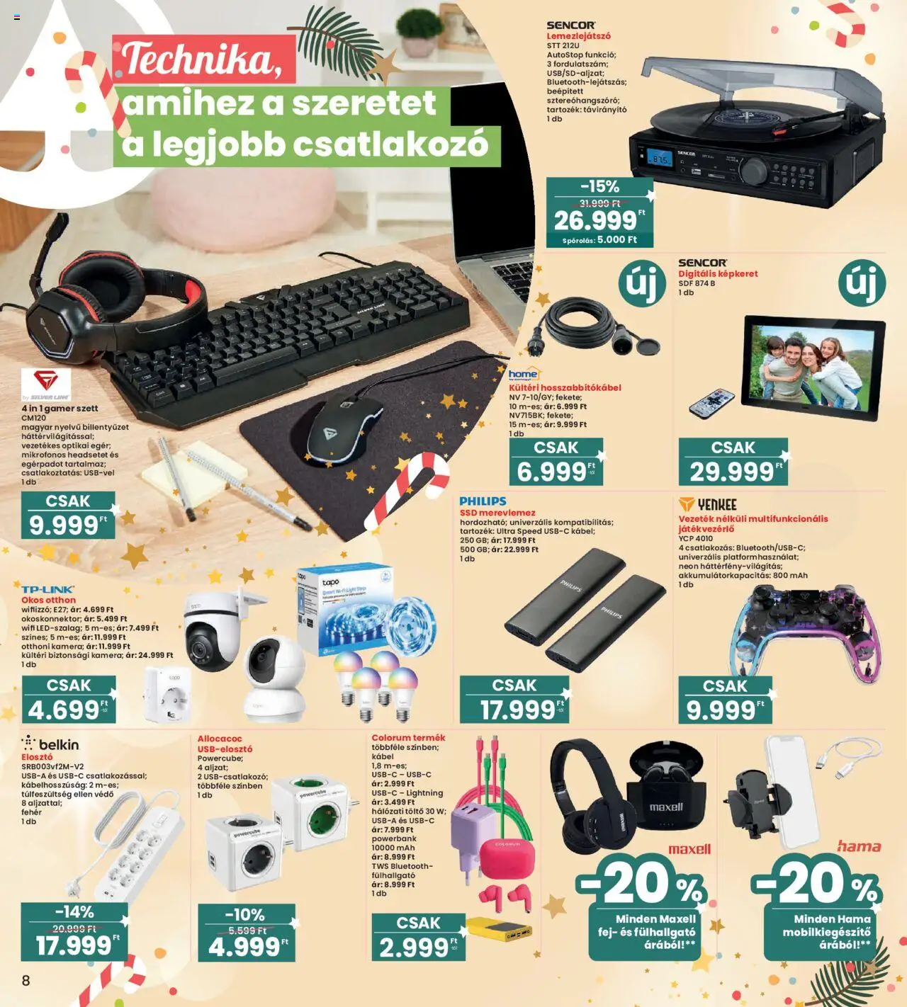 Interspar akciós ujság - amely érvényes a következő dátumtól: 24.10.2025 | Oldal: 8 | Termékek: Távirányító, SSD, Csatlakozó, Képkeret