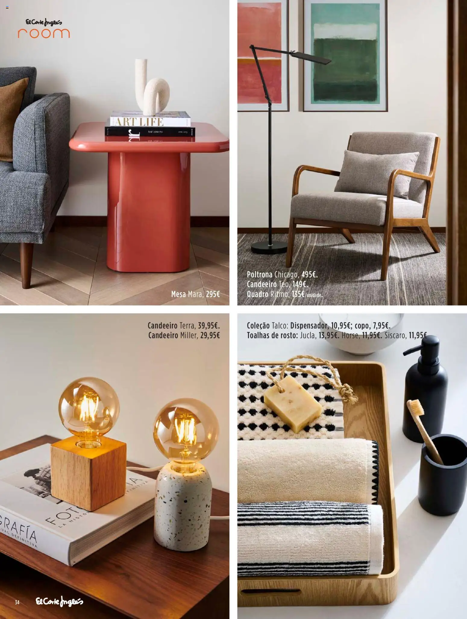El Corte Ingles Decora │ válido de 23.10.2025 | Página: 34 | Produtos: Candeeiro, Poltrona, Quadro, Mesa