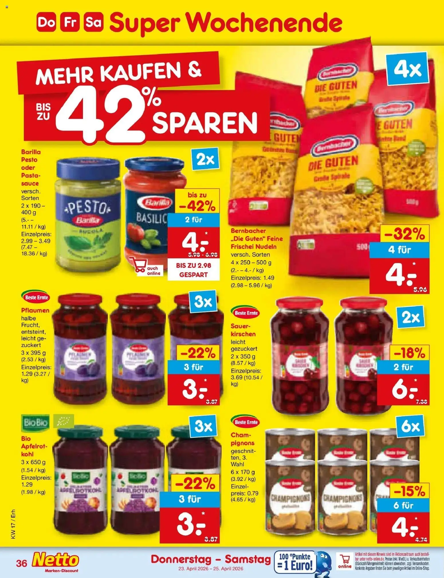 Netto Marken-Discount Prospekt München	 – gültig ab 20.04.2026 | Seite: 51 | Produkte: Pflaumen, Kirschen, Pasta, Nudeln