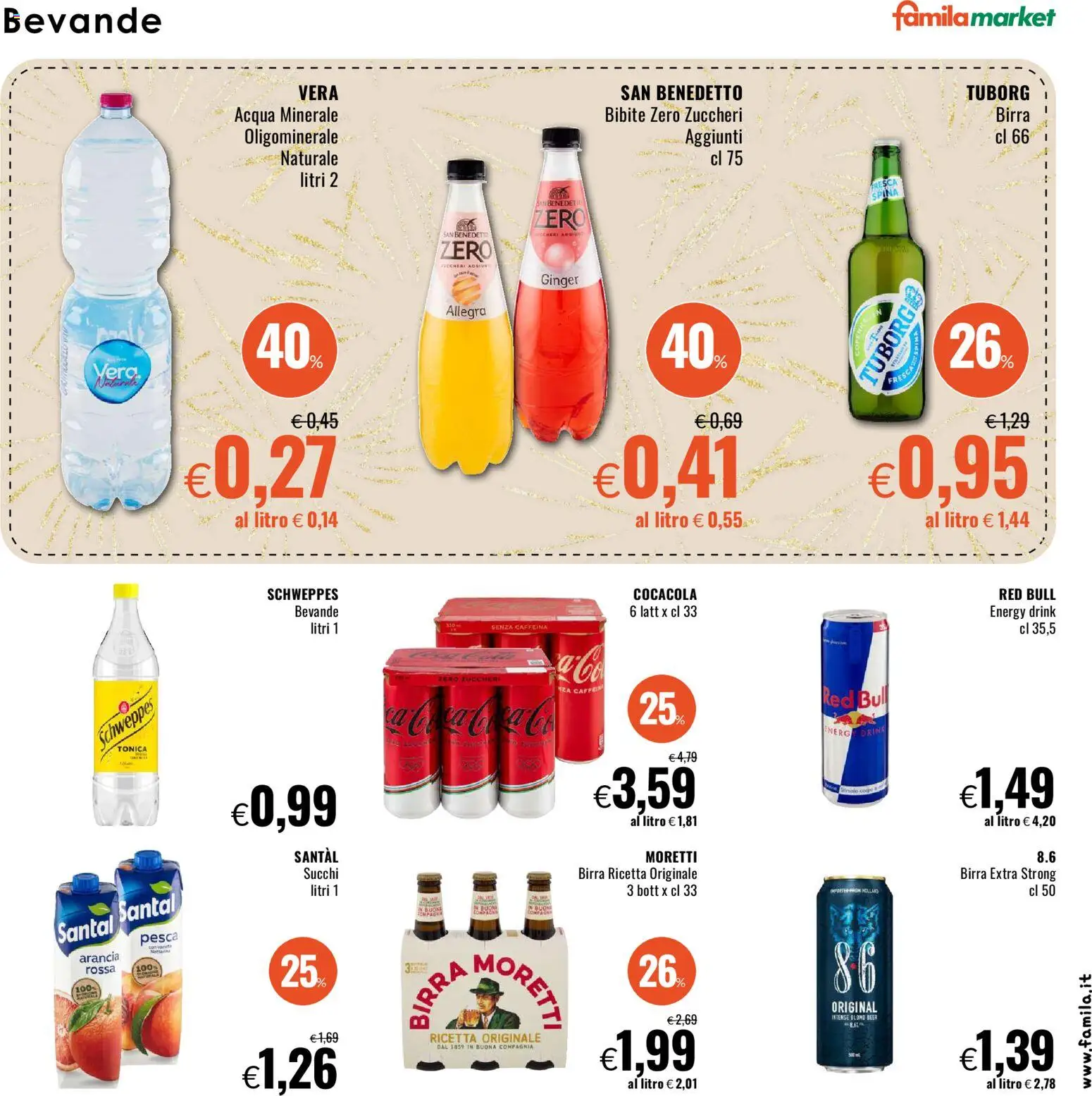 Volantino Famila del 28.12.2025 | Pagina: 17 | Prodotti: Acqua, Pesca, Red Bull, Acqua minerale