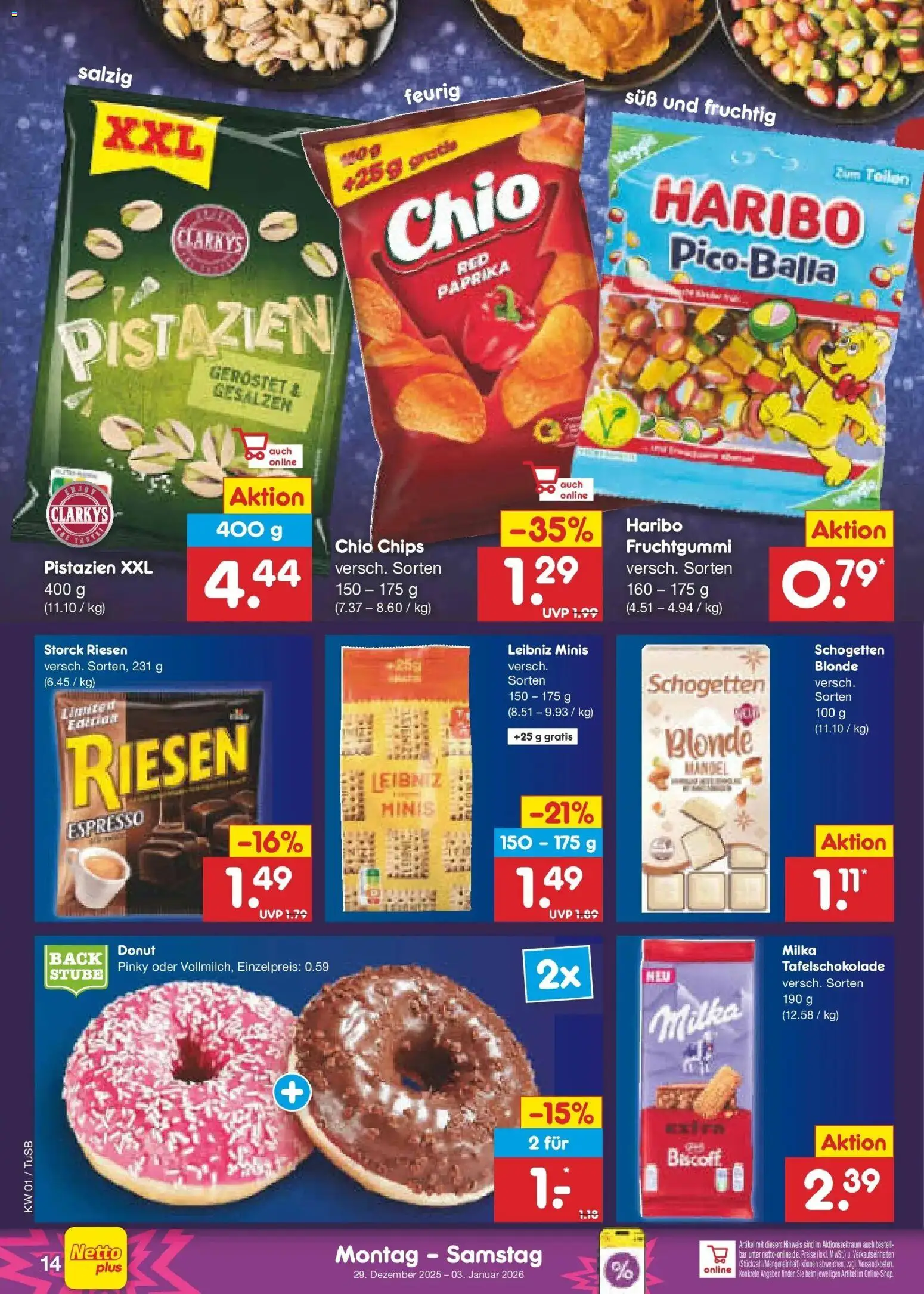 Netto Marken-Discount prospekt Lahr-Langenwinkel	 – gültig ab 28.12.2025 | Seite: 14 | Produkte: Haribo, Milka, Pistazien, Schogetten
