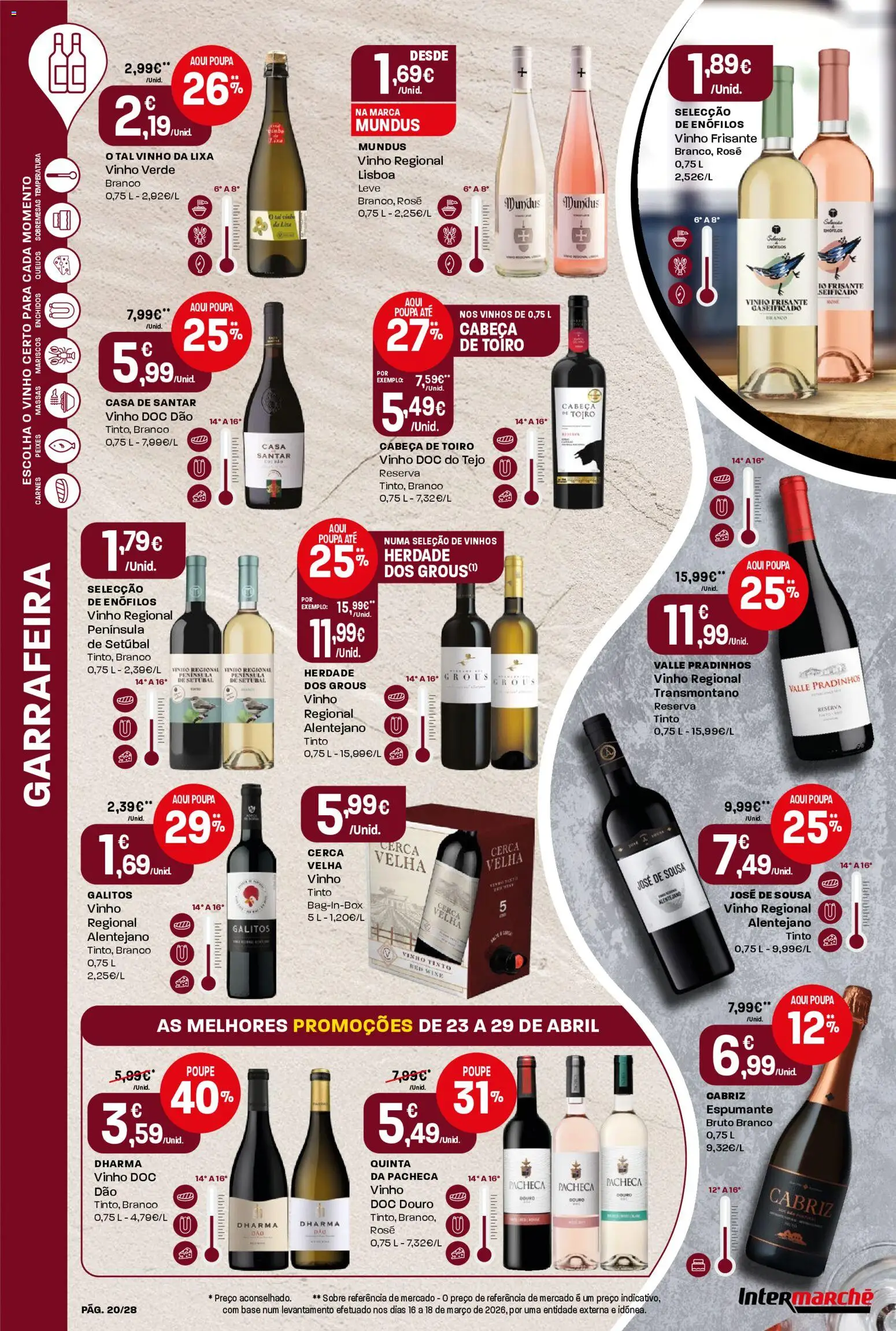 Intermarché Folheto Contact │ válido de 23.04.2026 | Página: 20 | Produtos: Lixa, Base, Vinho, Vinho tinto