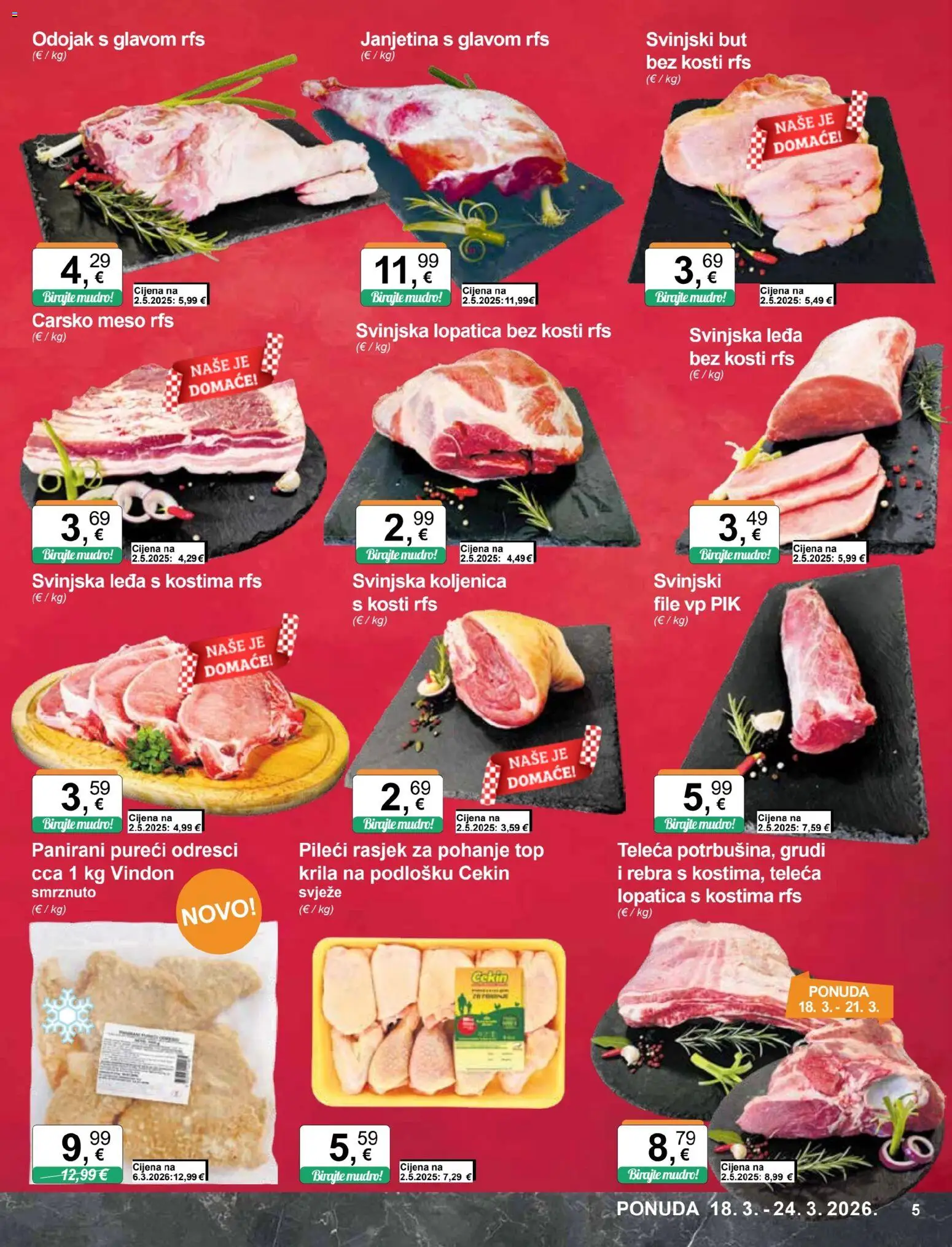 KTC katalog | vrijedi od 18.03.2026 | Stranica: 5 | Proizvodi: Janjetina, Odojak, Svinjska lopatica, Svinjski but