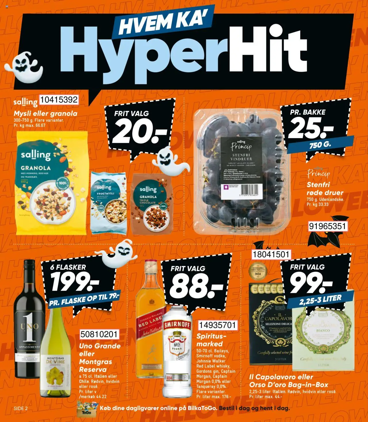 Bilka tilbudsavis – gyldig fra 10.10.2025 | Side: 2 | Produkter: Vodka, Rosiner, Vindruer