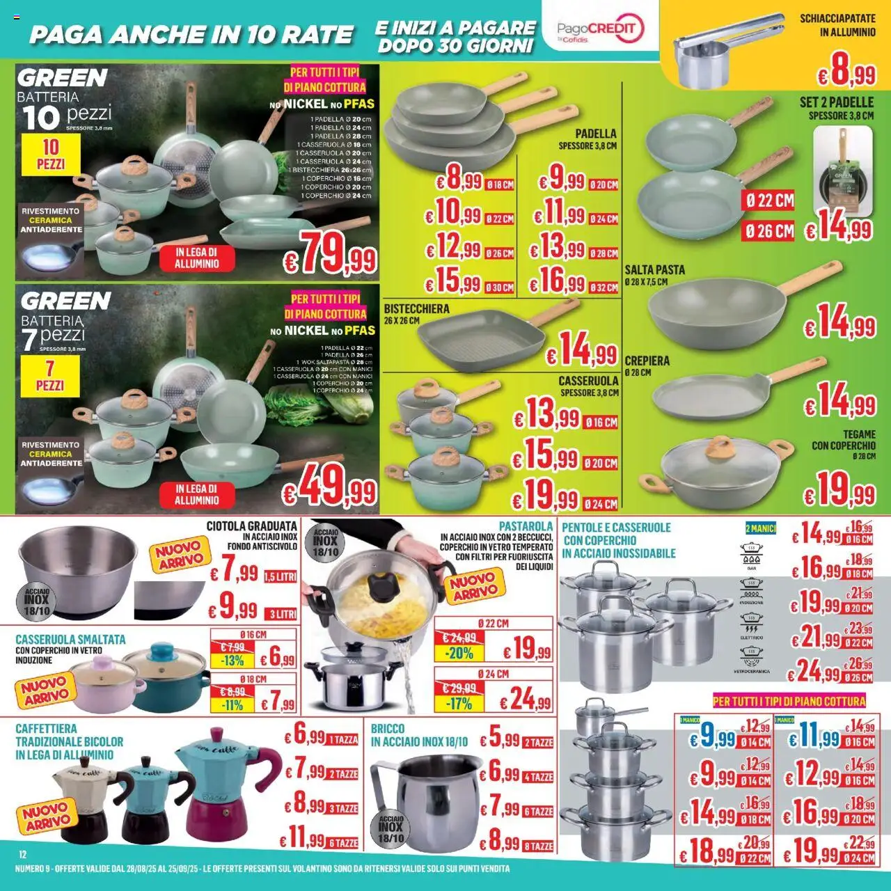 Volantino Satur del 28.08.2025 | Pagina: 12 | Prodotti: Caffettiera, Pasta, Casseruola, Batteria