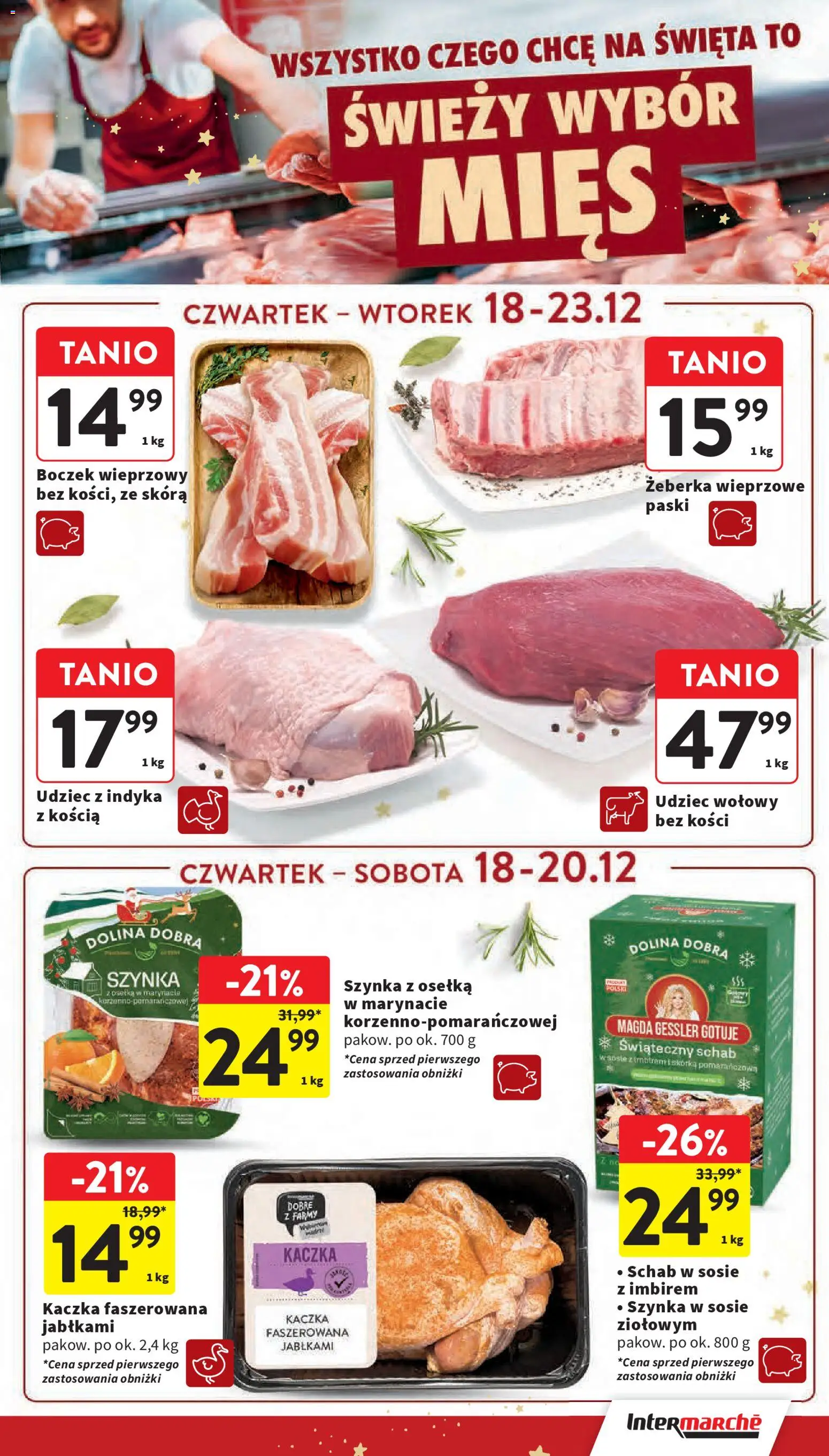 Intermarche Gazetka od 18.12.2025 | Strona: 35 | Produkty: Osełka, Kaczka, Szynka, Boczek