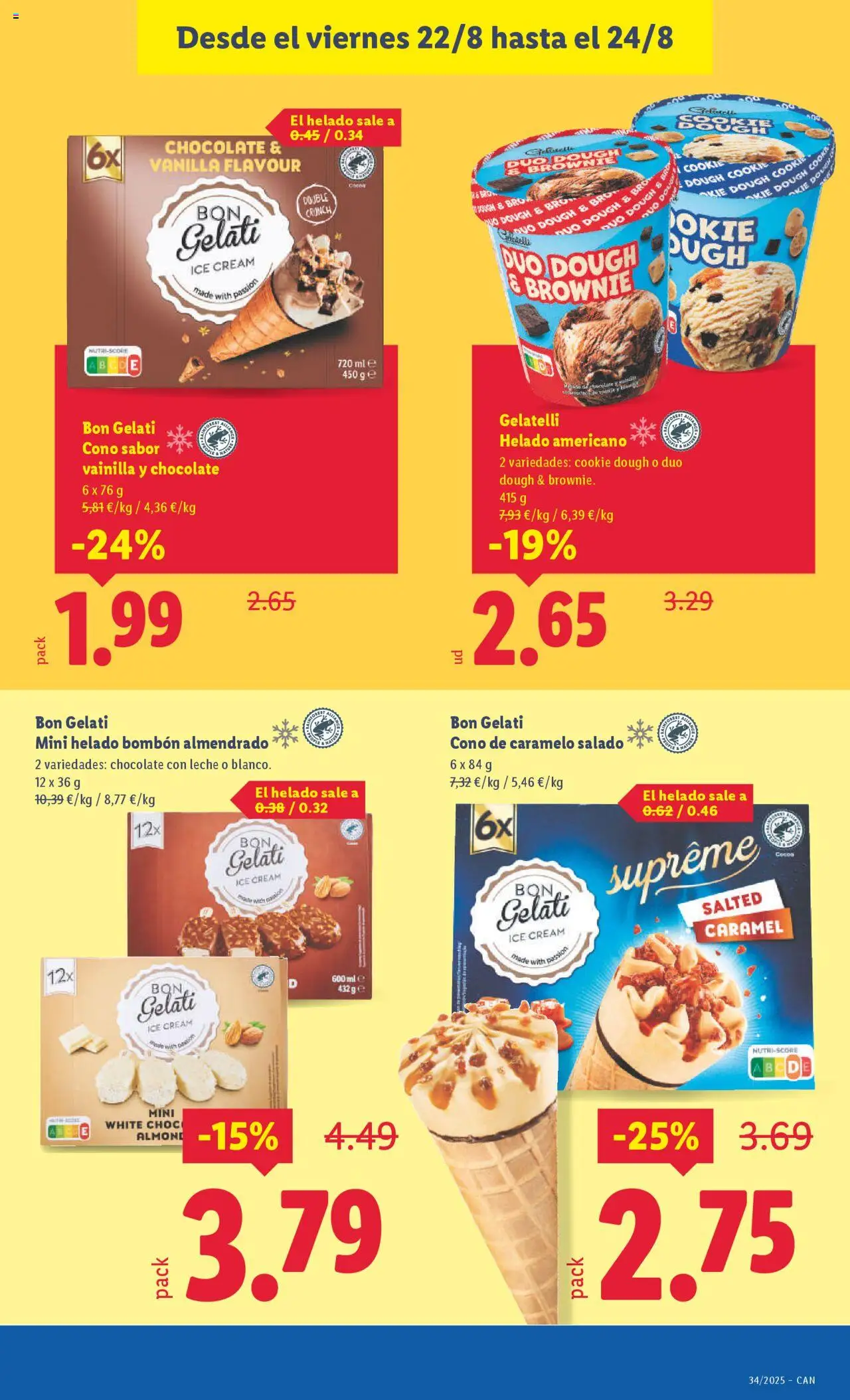 Lidl - Canarias │ válido desde el 18.08.2025 | Página: 27 | Productos: Leche, Chocolate, Helado, Chocolate con leche