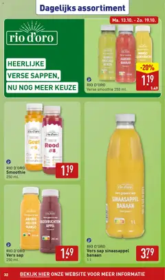 Aldi - Folder week 42 - Voorbeeld van een folder van Aldi, geldig van 13.10.2025 | Pagina: 32 | Producten: Meloen, Sap, Ananas, Banaan