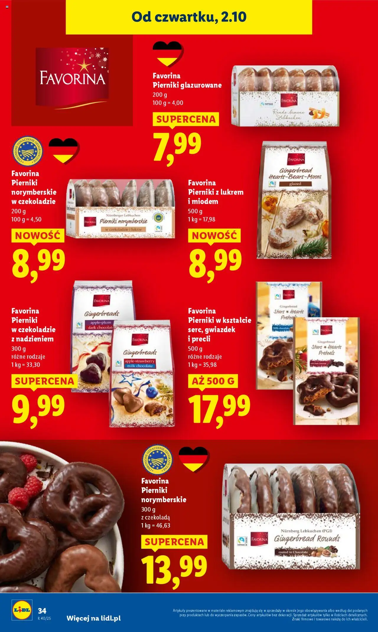 Lidl Gazetka od 02.10.2025 | Strona: 38 | Produkty: Pierniki, Pierniki norymberskie, Pierniki w czekoladzie, Czekolada