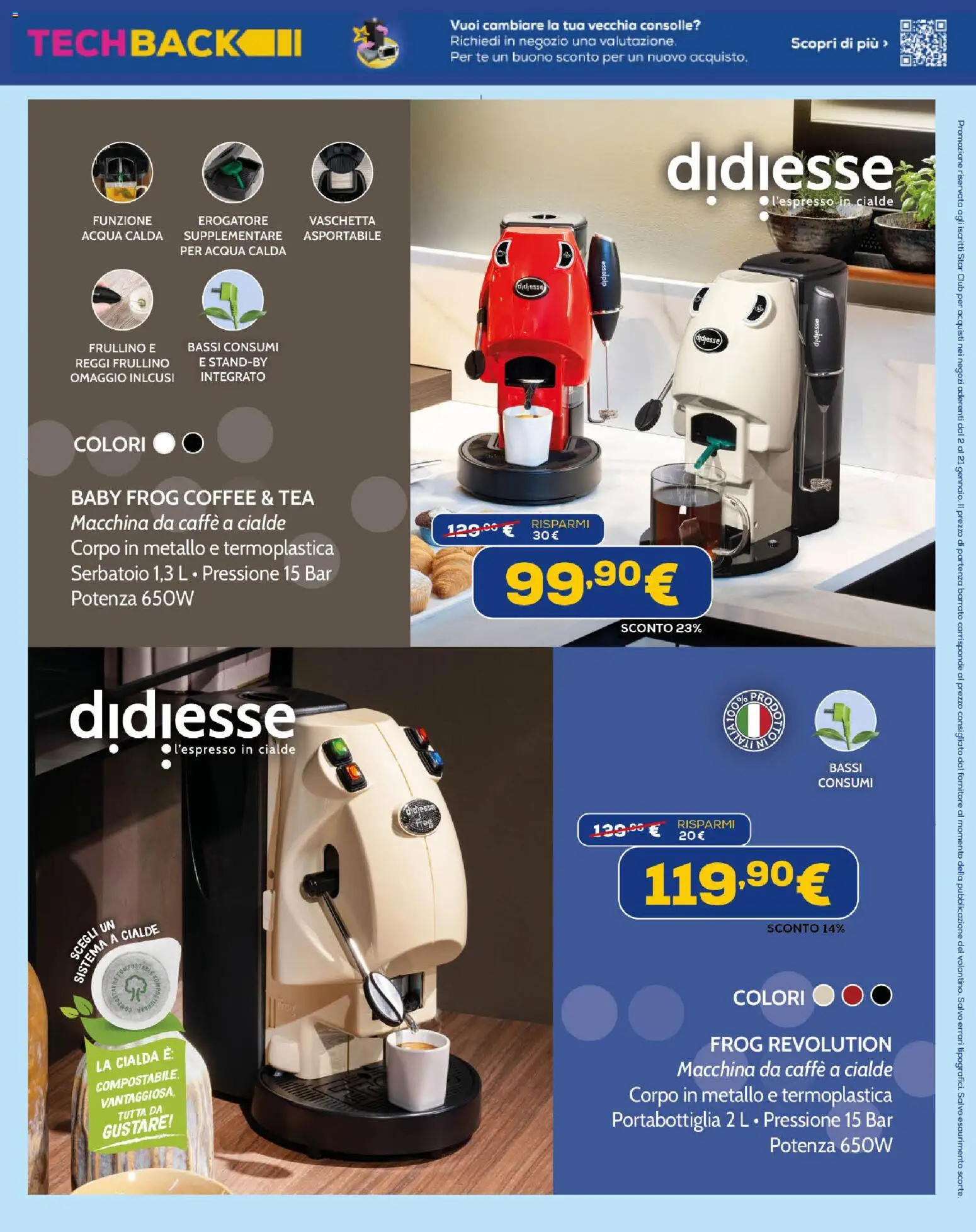 Volantino Euronics del 02.01.2026 | Pagina: 15 | Prodotti: Macchina da caffe, Caffè, Tè, Acqua