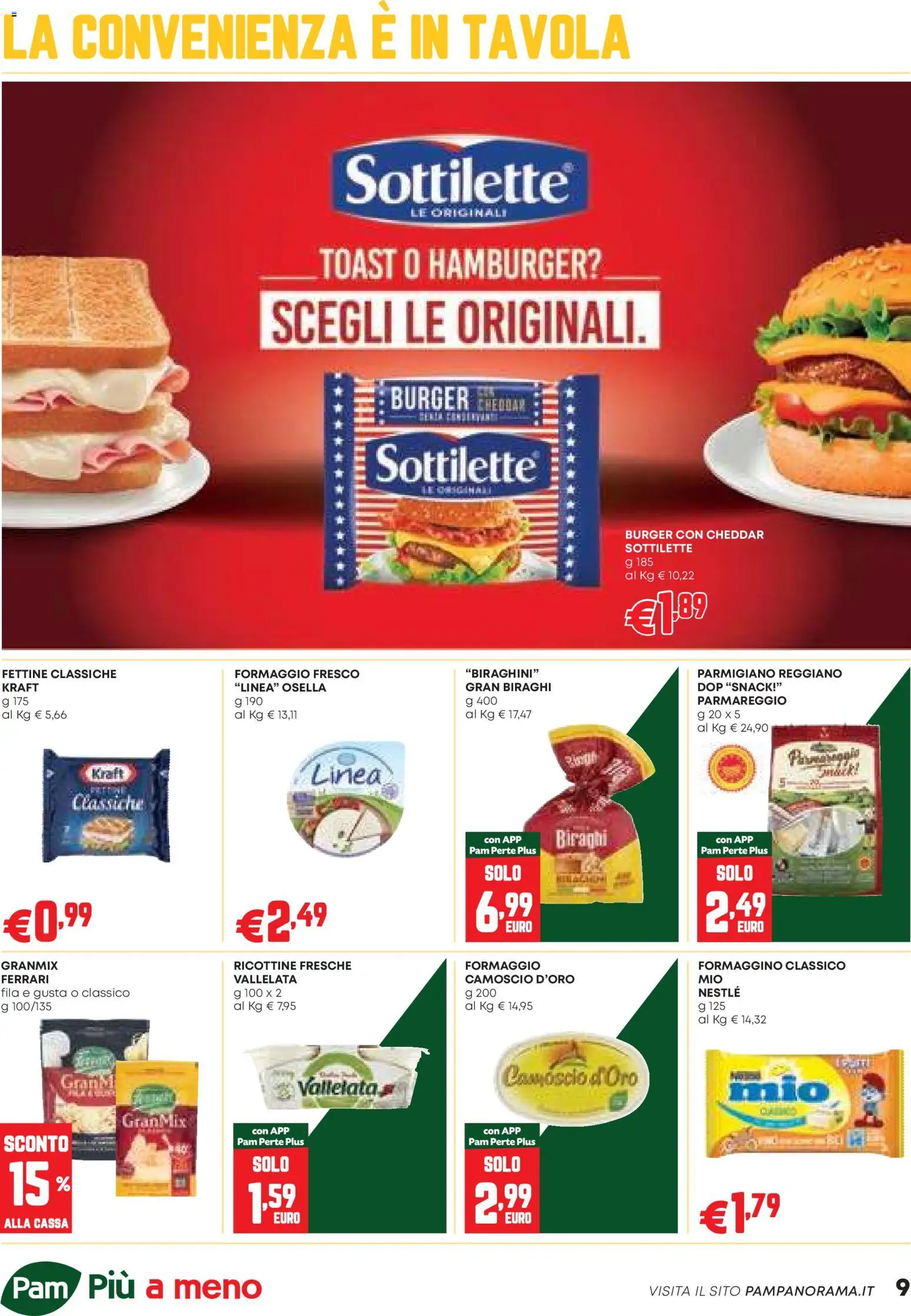 Volantino PAM del 12.02.2026 | Pagina: 9 | Prodotti: Formaggio, Parmigiano reggiano, Parmigiano, Hamburger