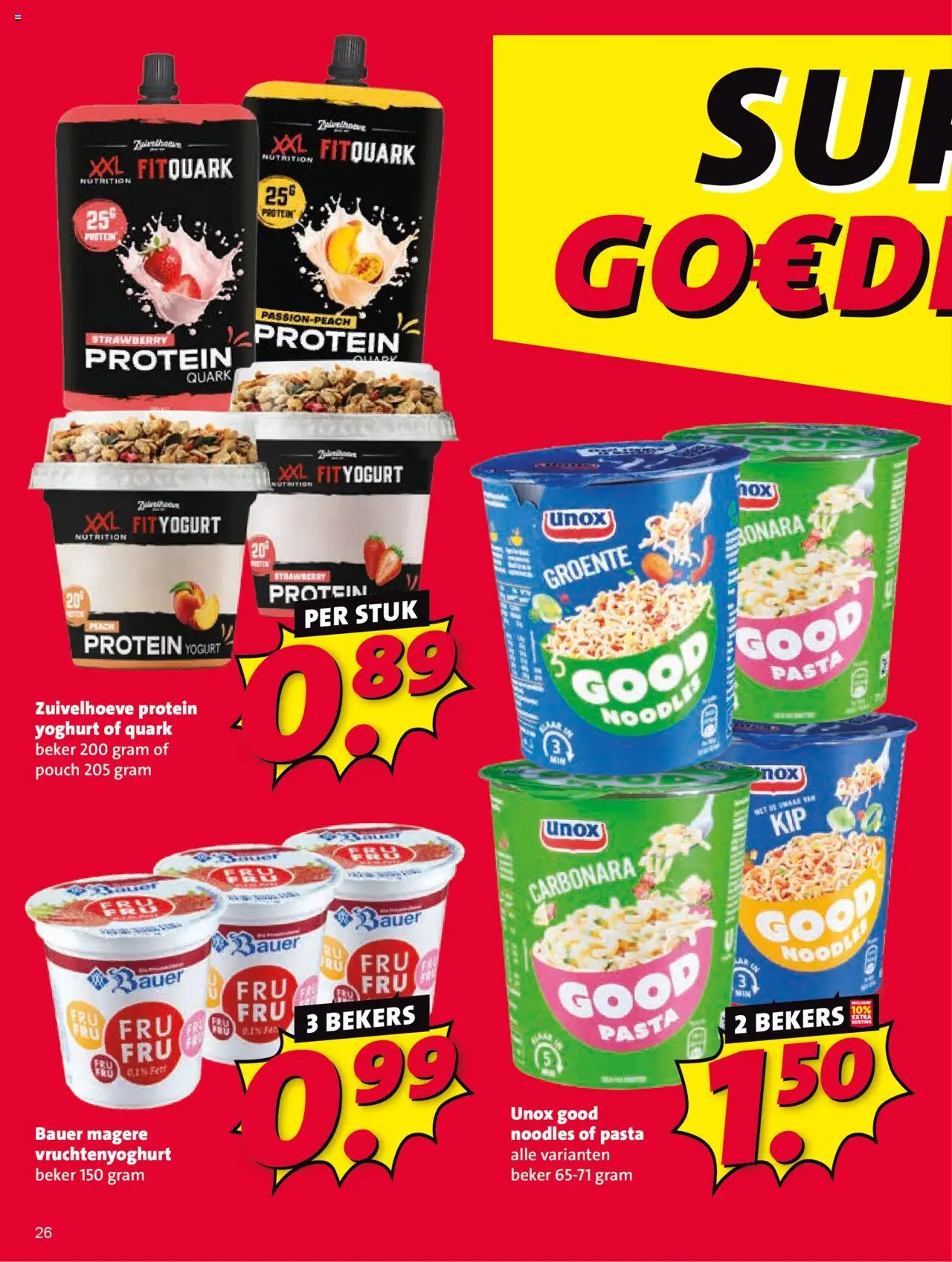{H1} | Pagina: 26 | Producten: Yoghurt, Beker, Pasta