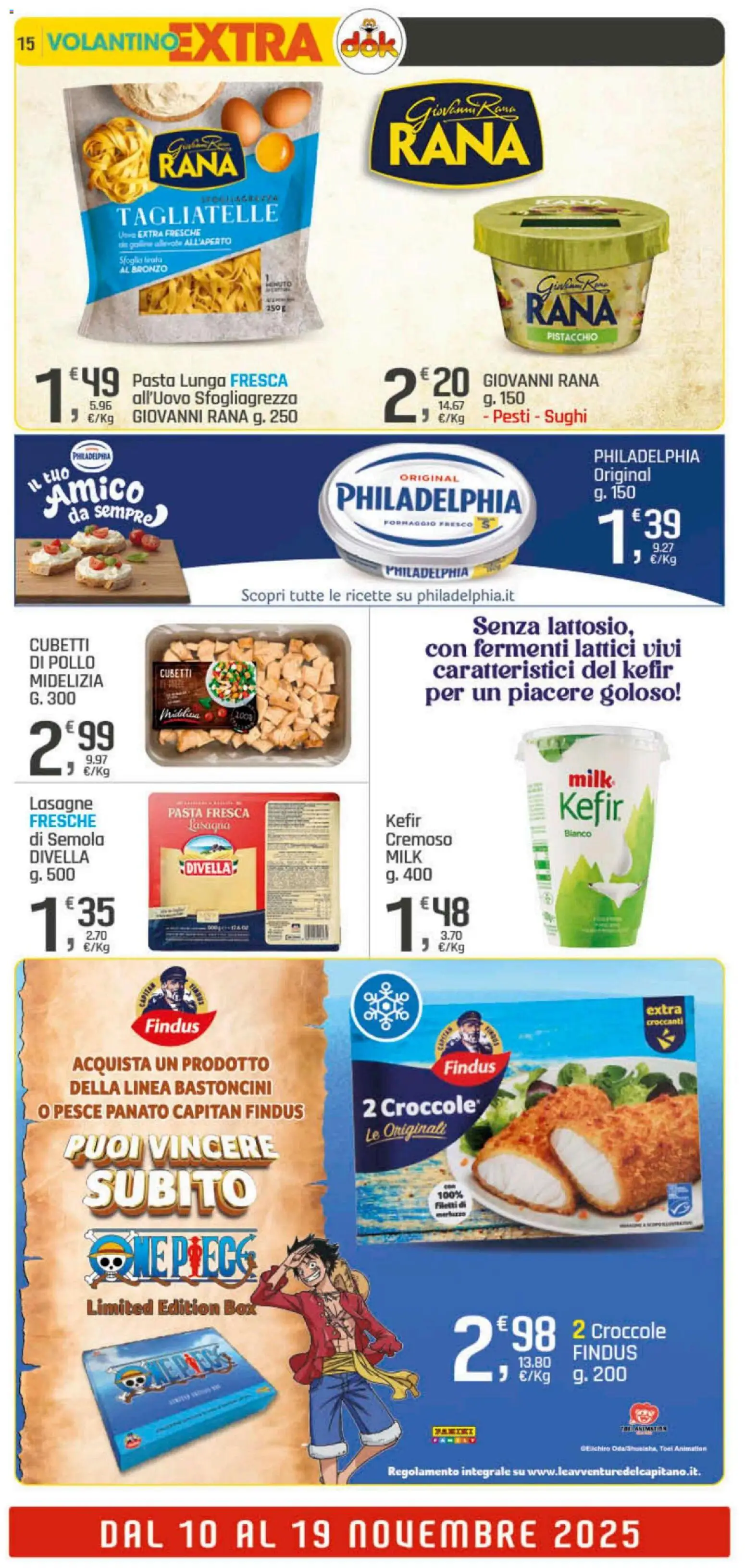 Volantino DOK del 06.11.2025 | Pagina: 15 | Prodotti: Pesce, Tagliatelle, Formaggio, Pasta