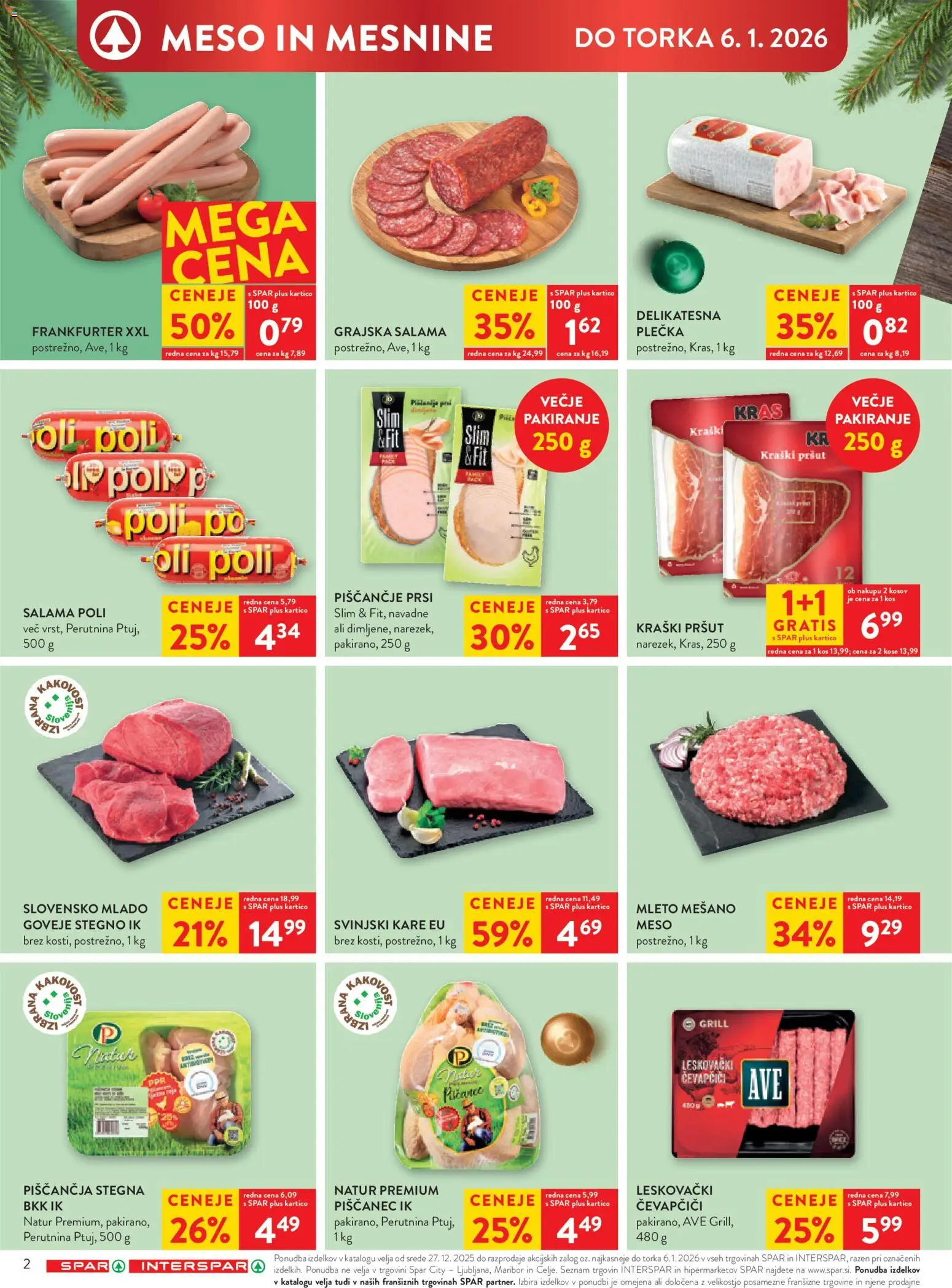 Novi Spar katalog ponudbe – veljaven od 27.12.2025 | Stran: 2 | Izdelki: Čevapčiči, Kos, Salama, Grill