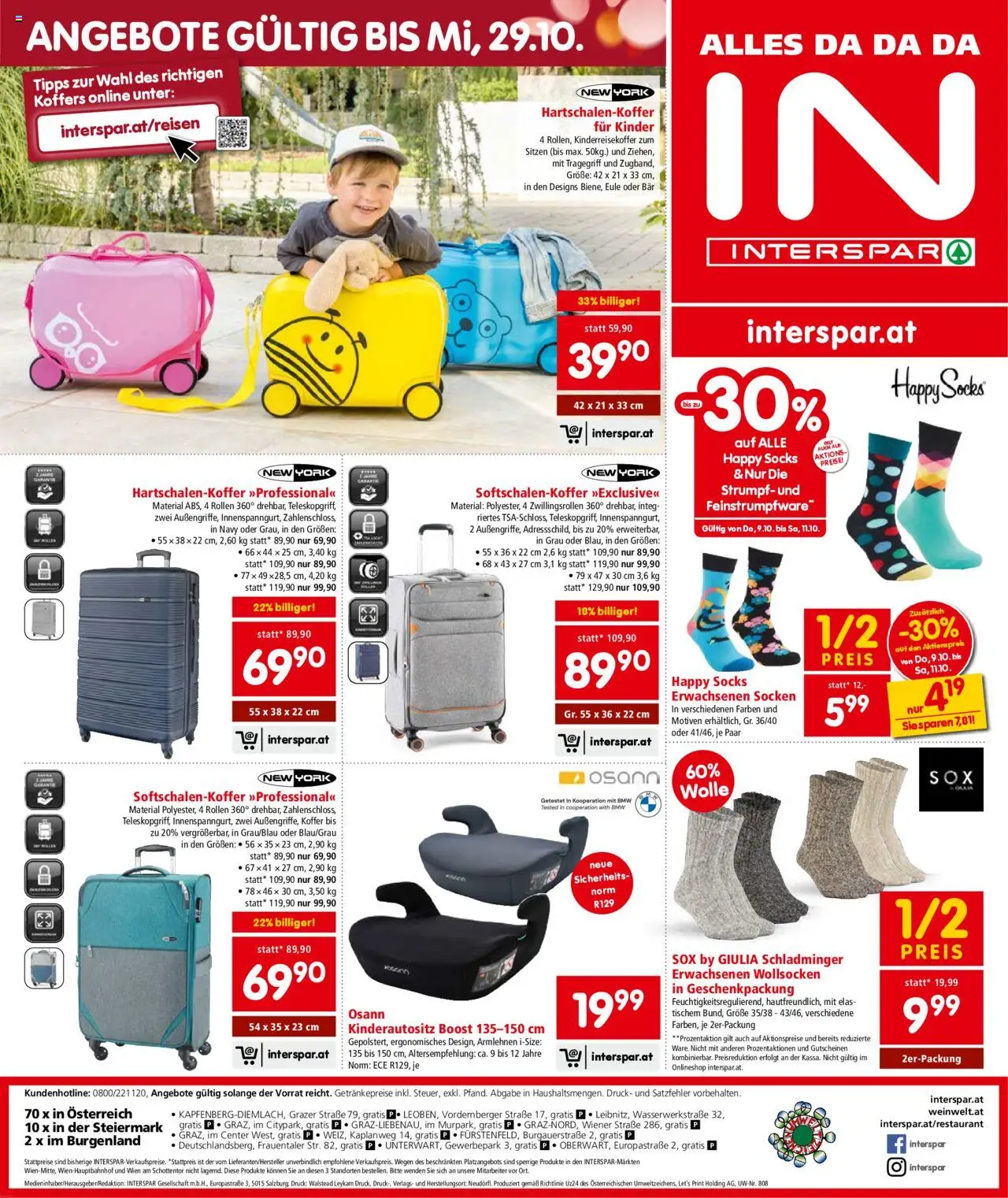 Interspar Flugblatt - Steiermark gültig ab 09.10.2025 | Seite: 20 | Produkte: Socken, Koffer