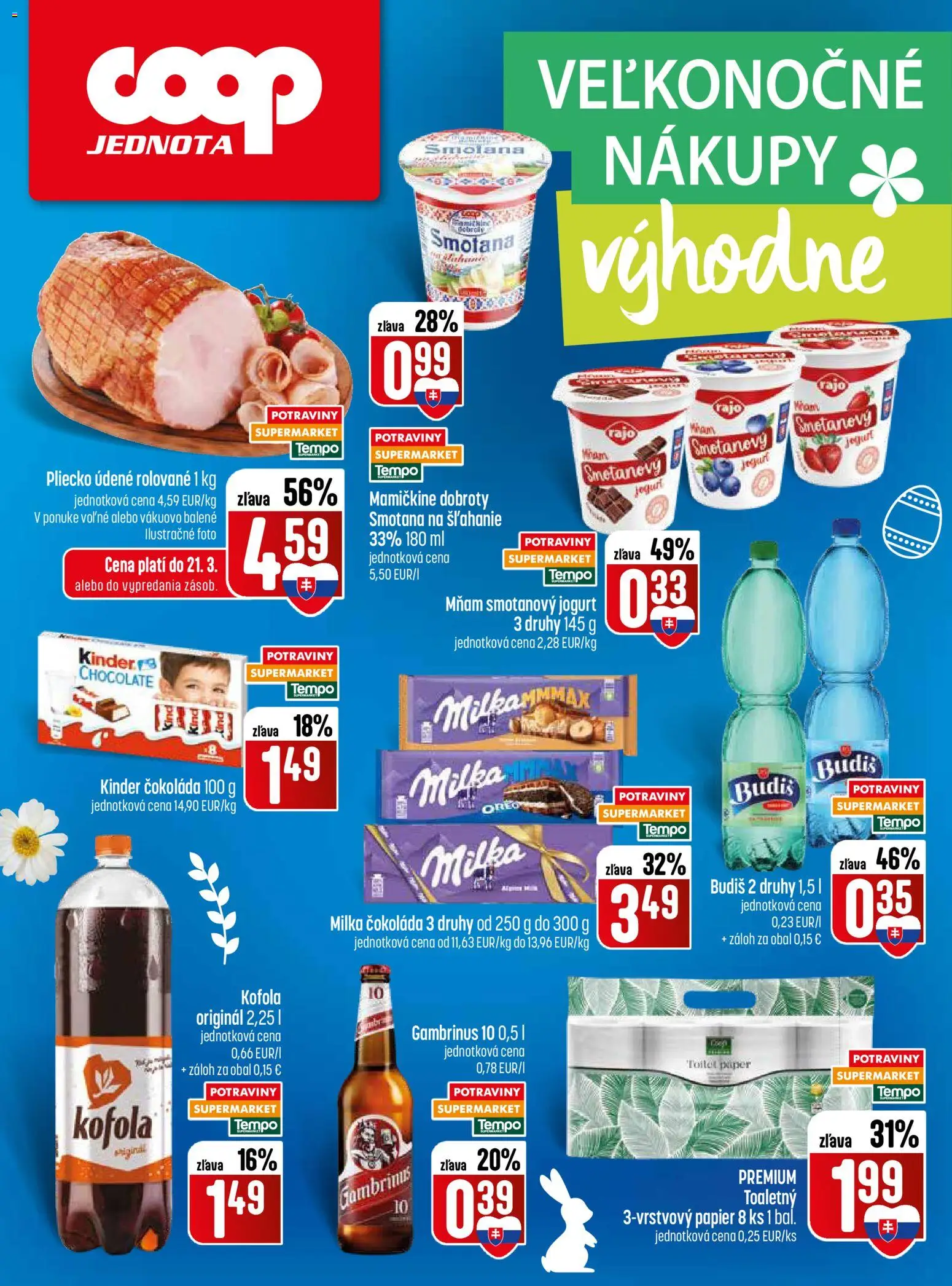 Nové COOP Jednota akcie – leták je platný od 19.03.2026 | Strana: 32 | Produkty: Smotana, Kofola, Budiš, Milka