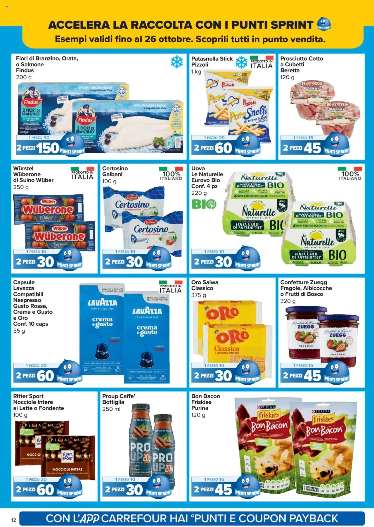 Volantino Carrefour del 14.10.2025 | Pagina: 12 | Prodotti: Prosciutto Cotto, Salmone, Crescenza, Bottiglia
