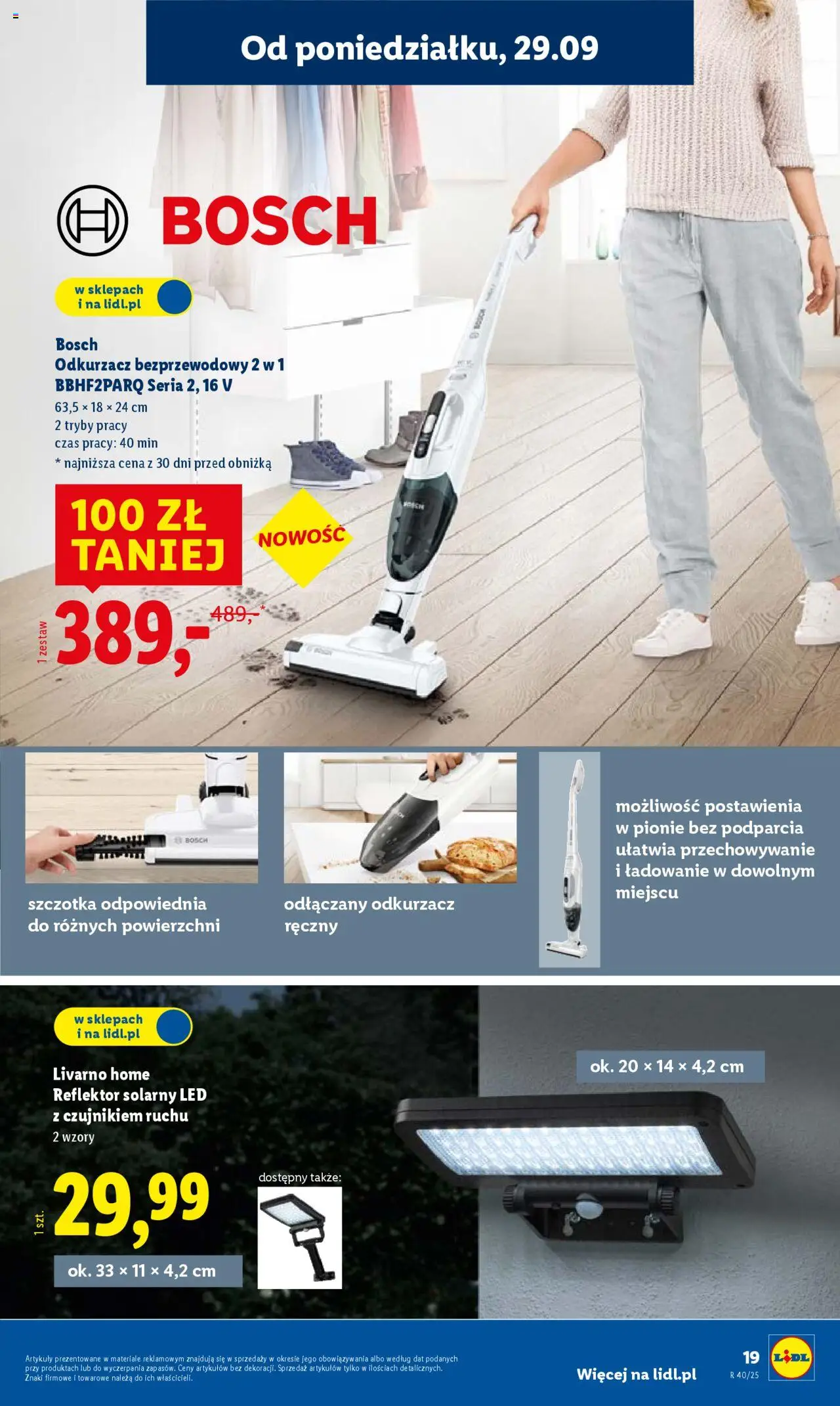 Lidl Katalog od 29.09.2025 | Strona: 25 | Produkty: Reflektor solarny, Odkurzacz, Cleaner, Szczotka