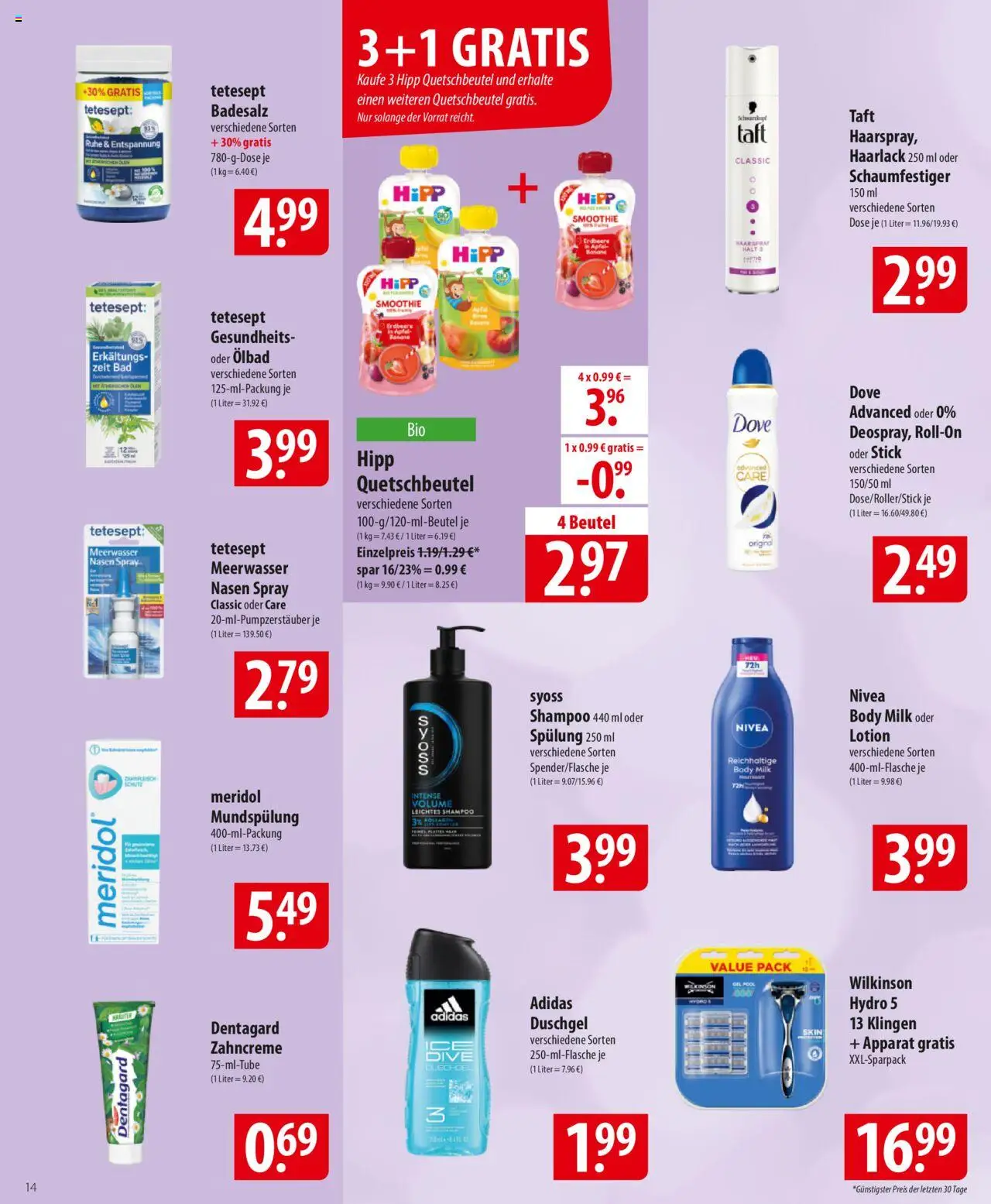 Famila Prospekt 	 – gültig ab 20.10.2025 | Seite: 14 | Produkte: Shampoo, Spülung, Haarspray, Duschgel